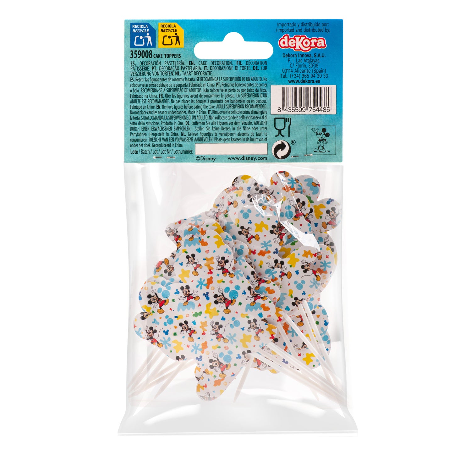 CAKE TOPPERS PAPEL MICKEY MOUSE 8 MODELOS 16 UNIDADES