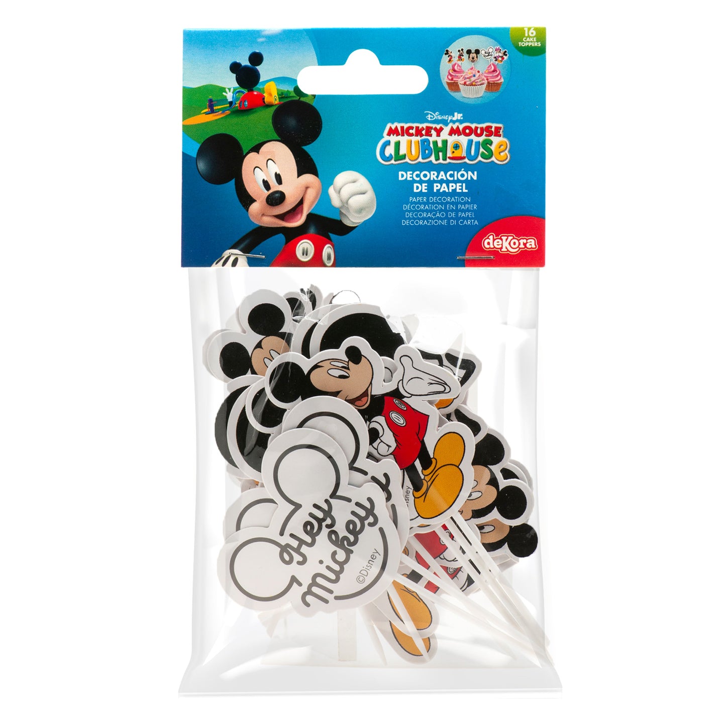 CAKE TOPPERS PAPEL MICKEY MOUSE 8 MODELOS 16 UNIDADES