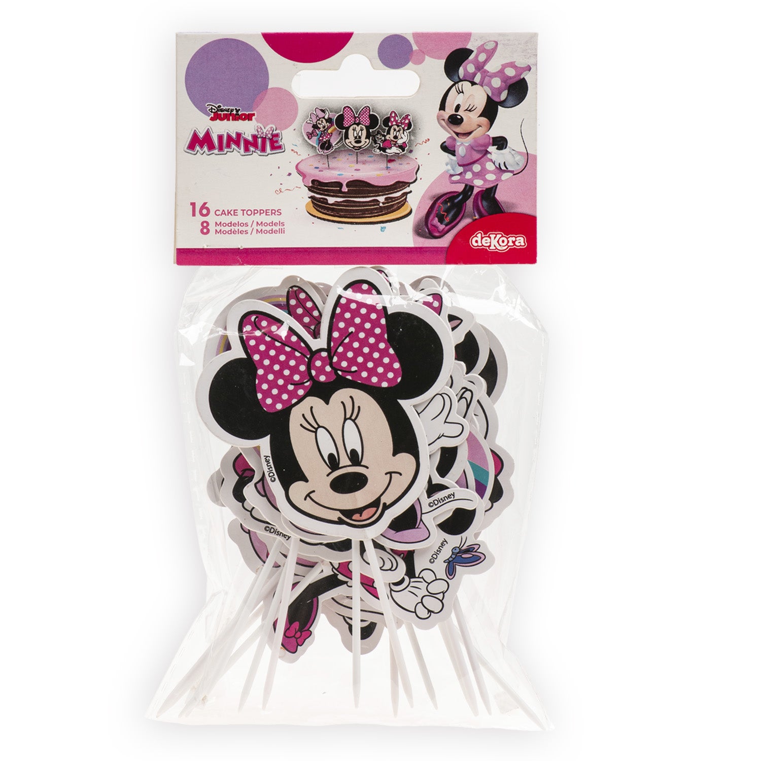 CAKE TOPPERS PAPEL MINNIE MOUSE 8 MODELOS 16 UNIDADES