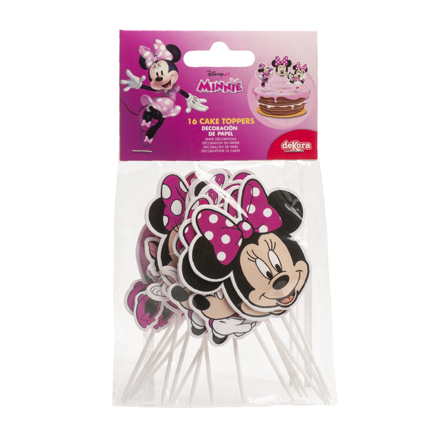 CAKE TOPPER PAPEL MINNIE MOUSE 8 MODELOS 16 UNIDADES