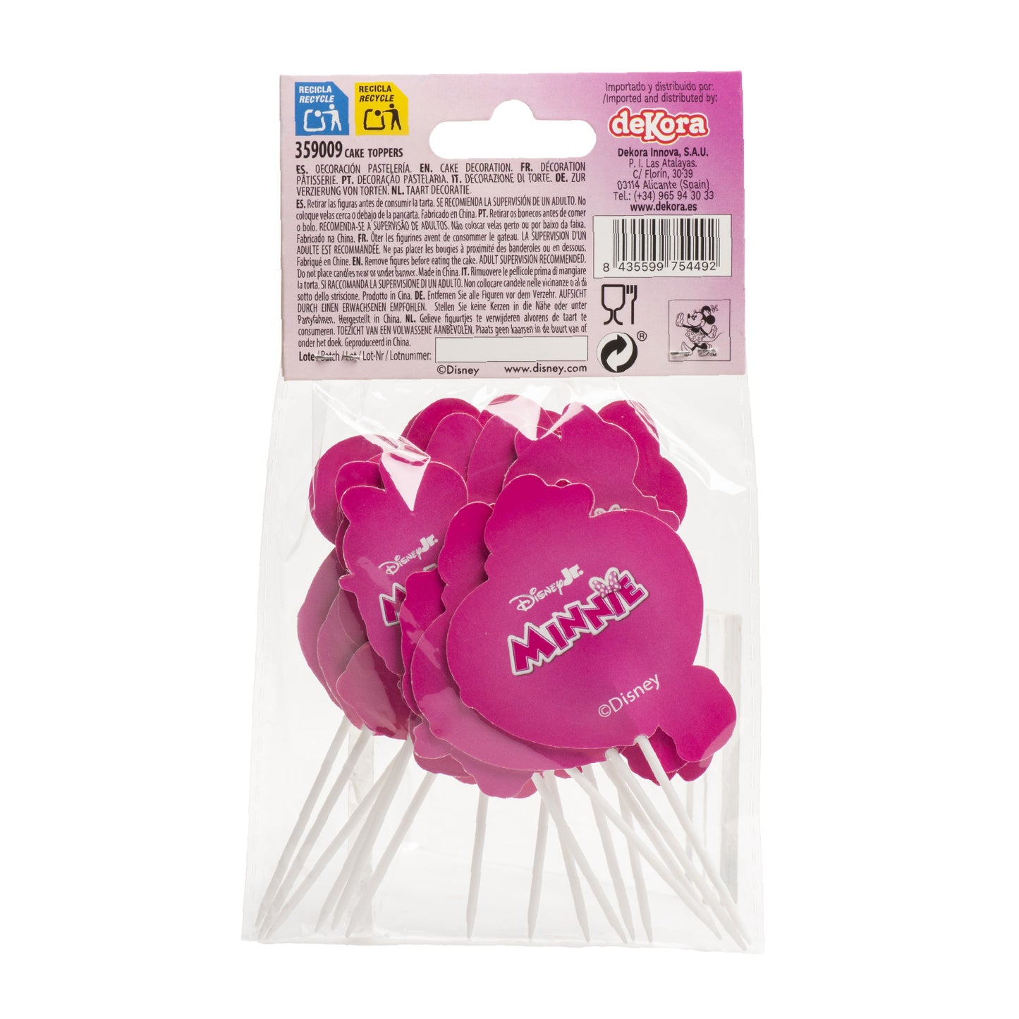 CAKE TOPPER PAPEL MINNIE MOUSE 8 MODELOS 16 UNIDADES