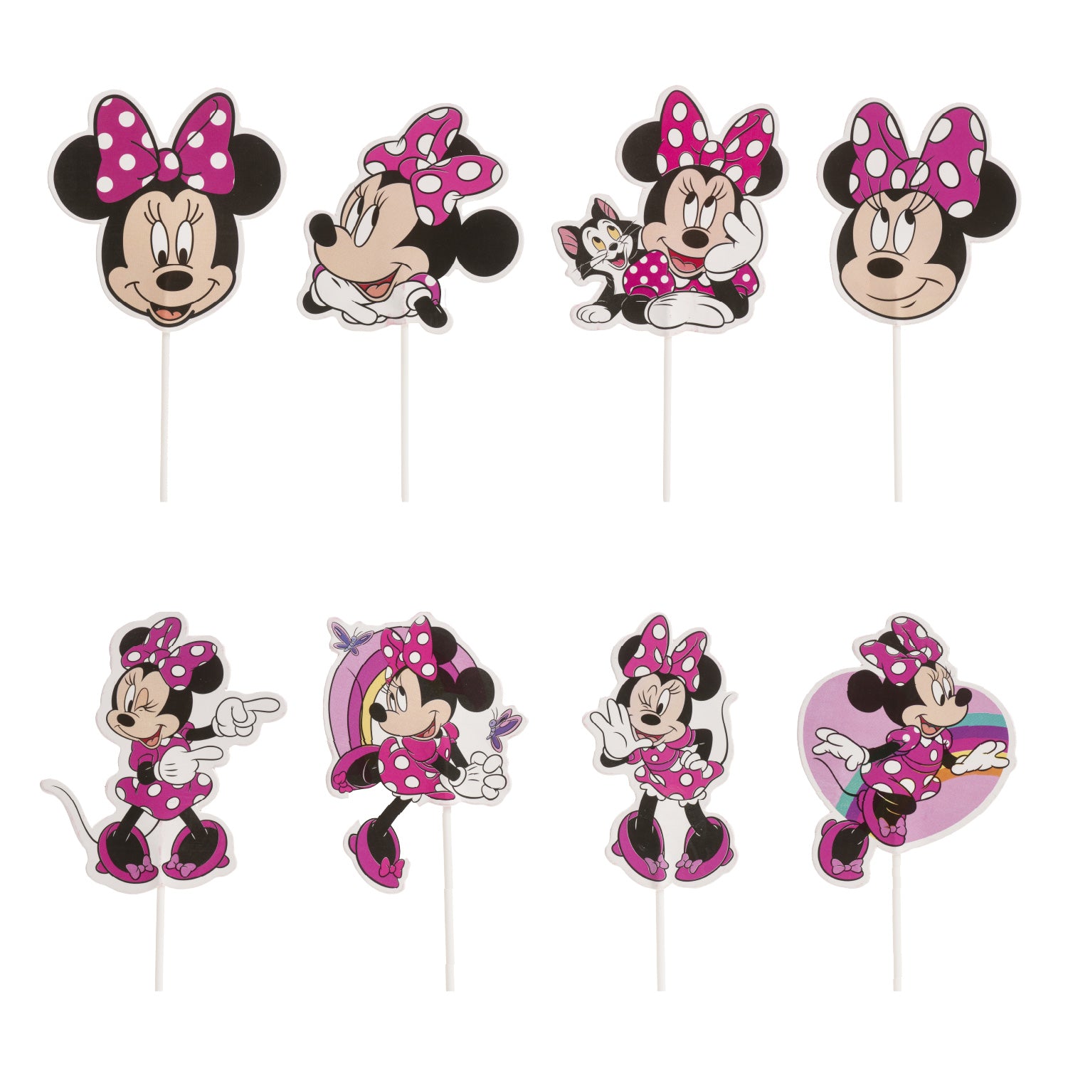 CAKE TOPPER PAPEL MINNIE MOUSE 8 MODELOS 16 UNIDADES