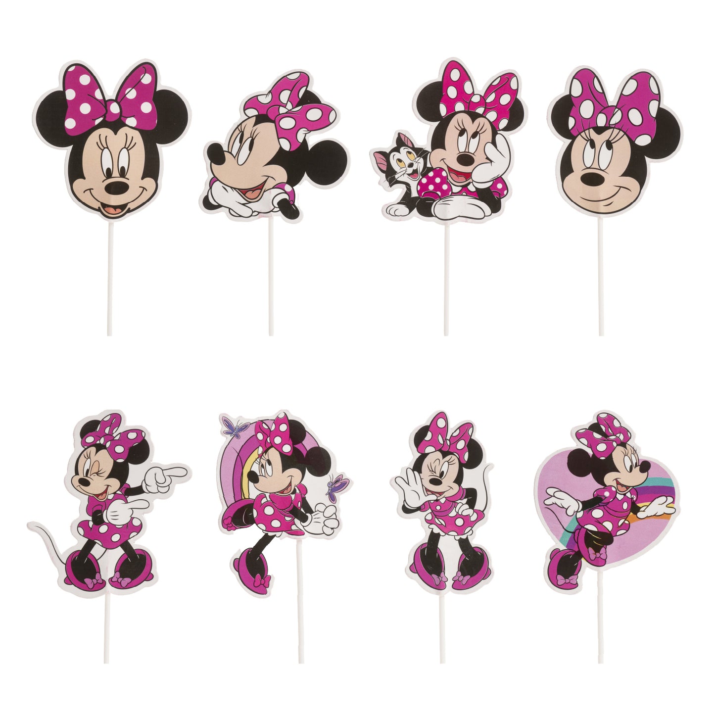 CAKE TOPPER PAPEL MINNIE MOUSE 8 MODELOS 16 UNIDADES