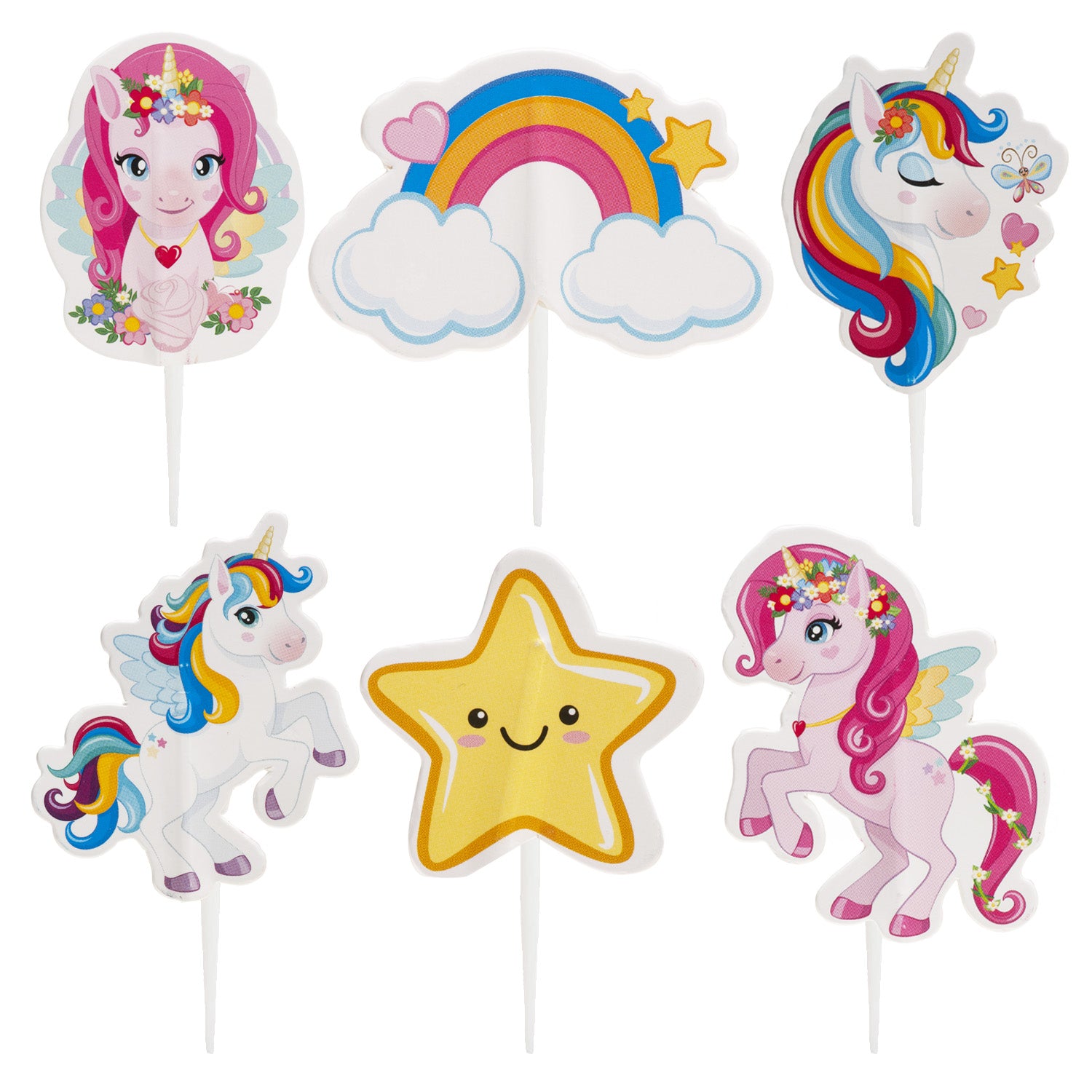 CAKE TOPPERS PAPEL TESIA UNICÓRNIO 6 MODELOS 30 UNIDADES