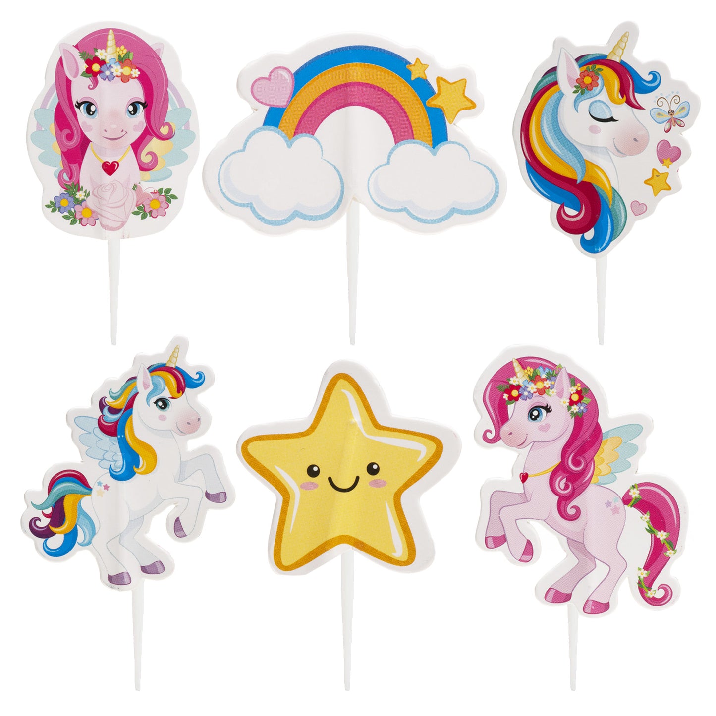 CAKE TOPPERS PAPIER TESIA LICORNE 6 MODÈLES 30 UNITÉS