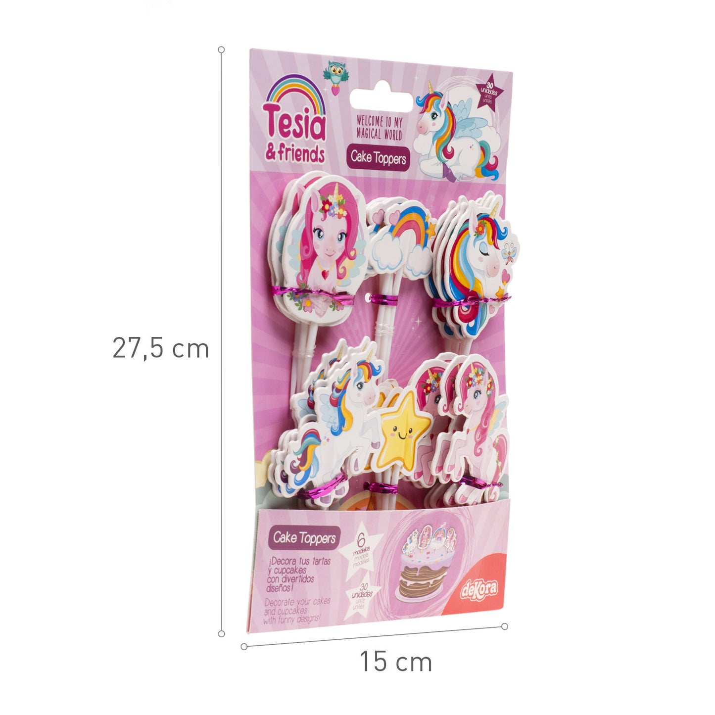 CAKE TOPPERS PAPIER TESIA LICORNE 6 MODÈLES 30 UNITÉS