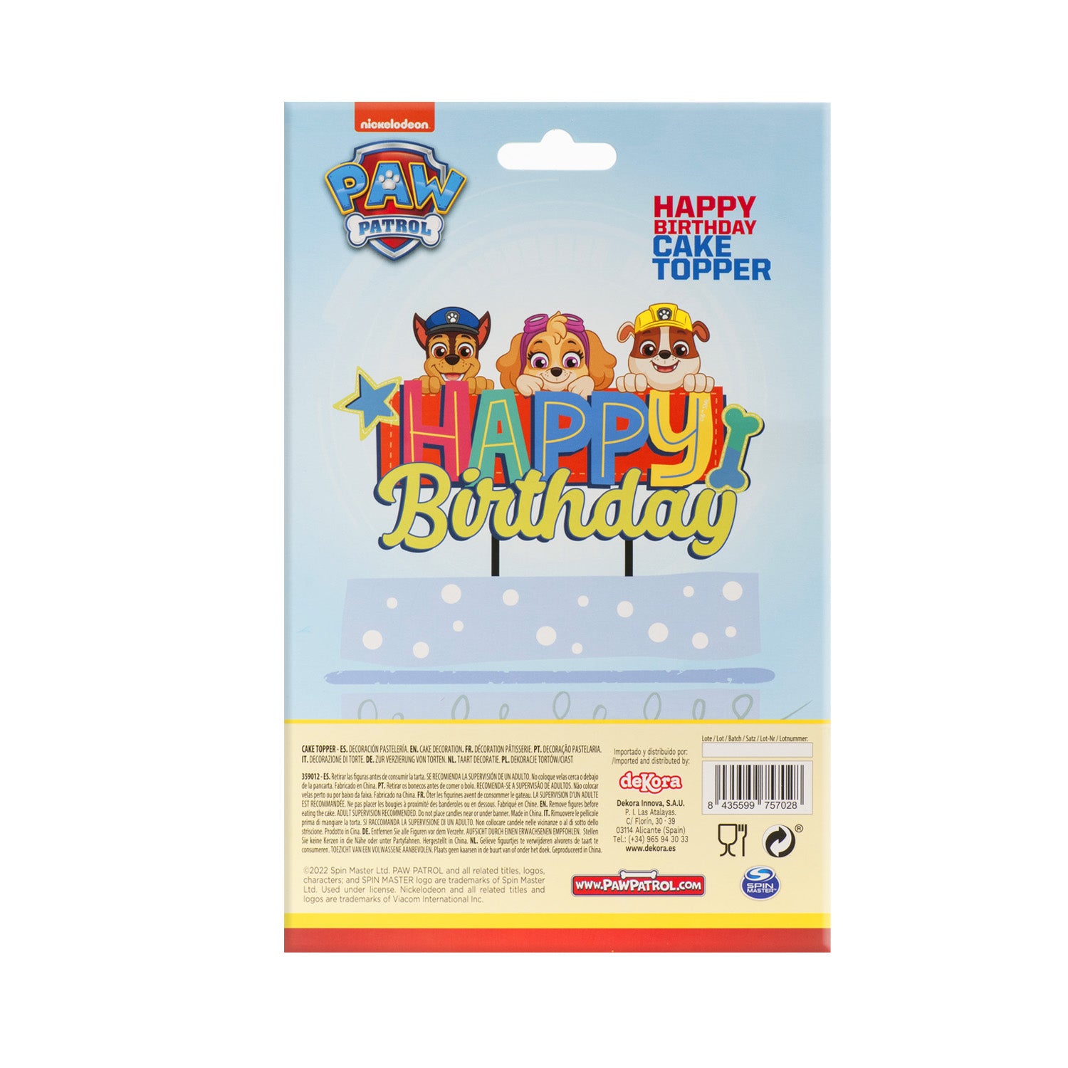 CAKE TOPPER PAPEL PAW PATROL 17.5X15CM