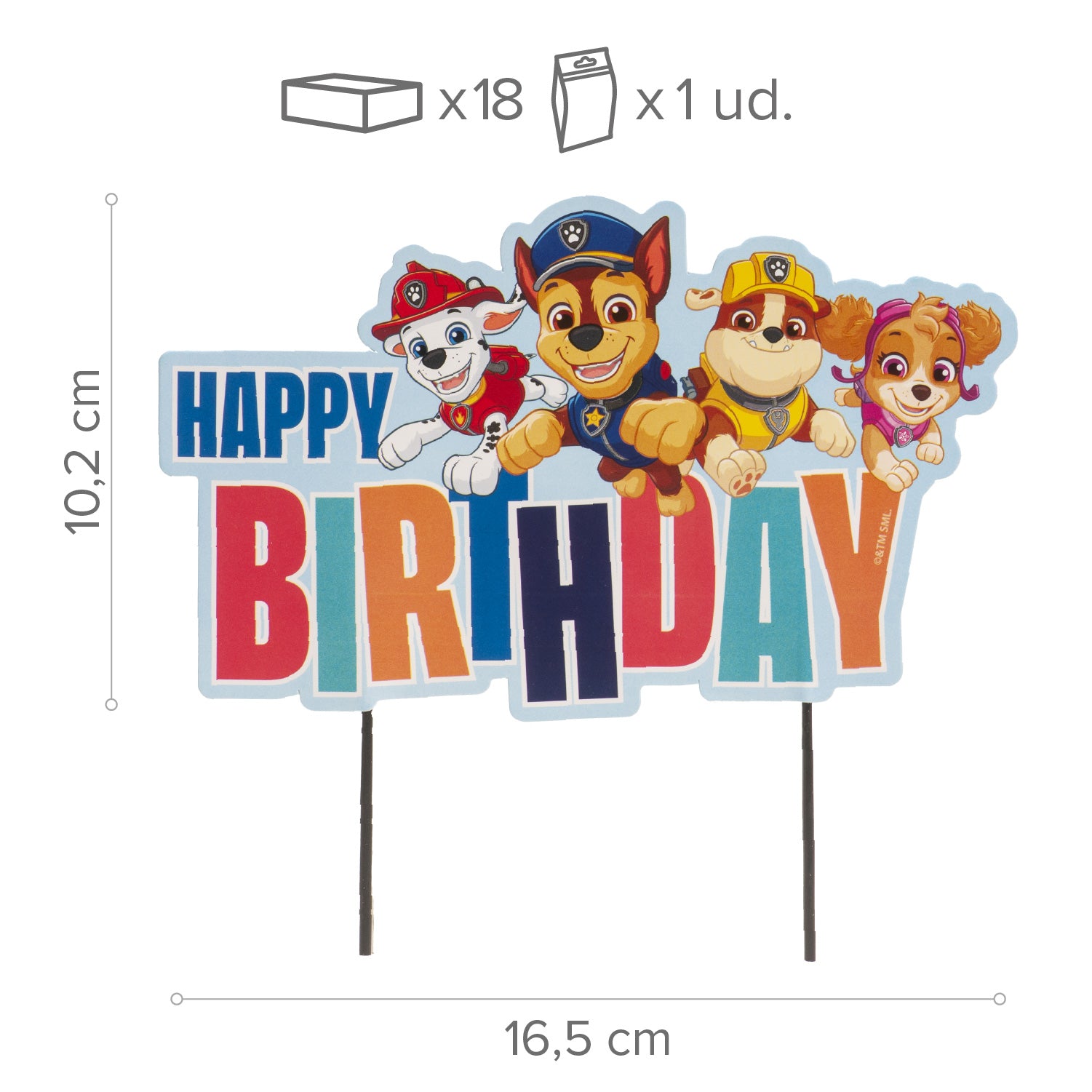 CAKE TOPPERS PAPEL PATRULHA PATA 17.5X15CM