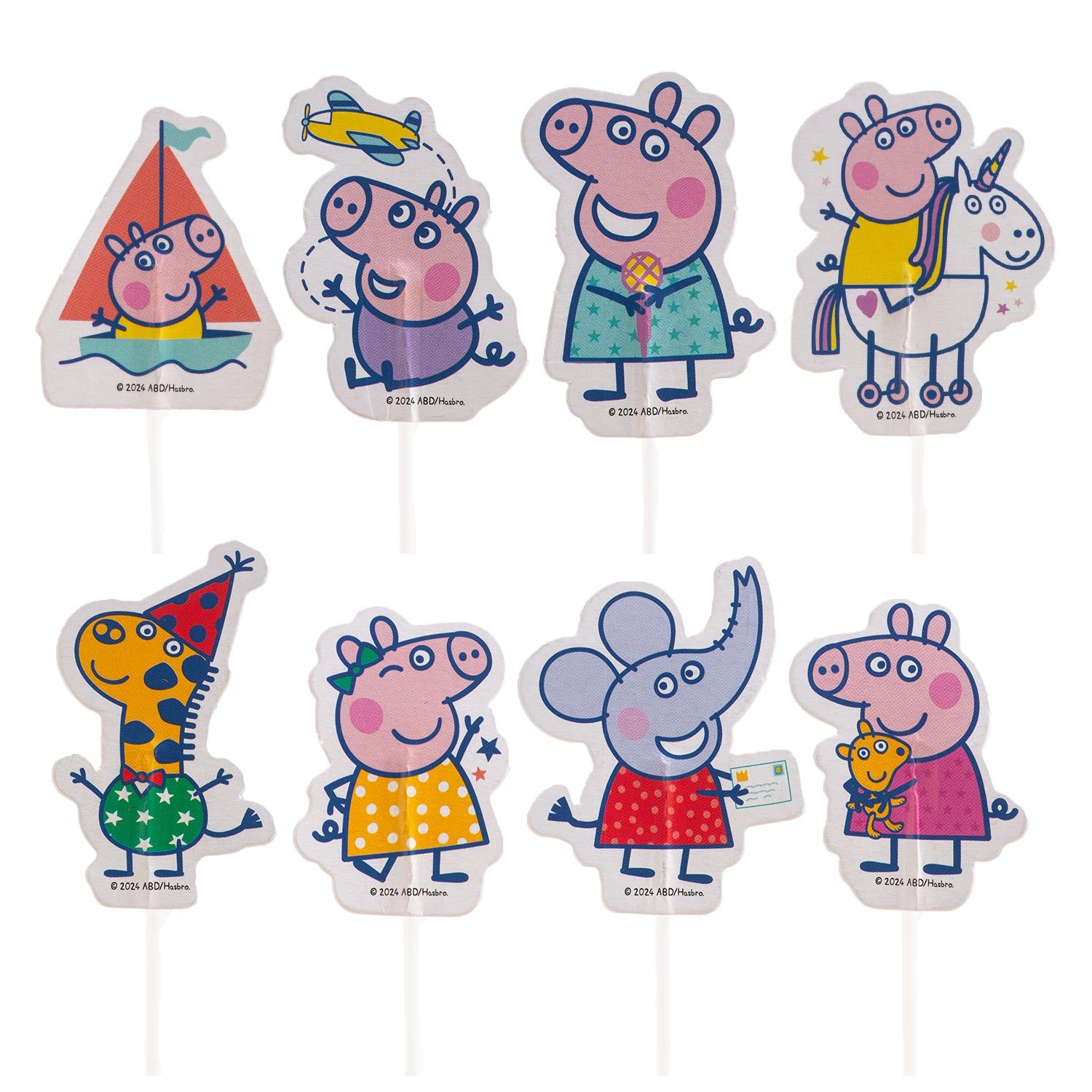 CAKE TOPPER PAPEL PEPPA PIG 8 MODELOS 16 UNIDADES