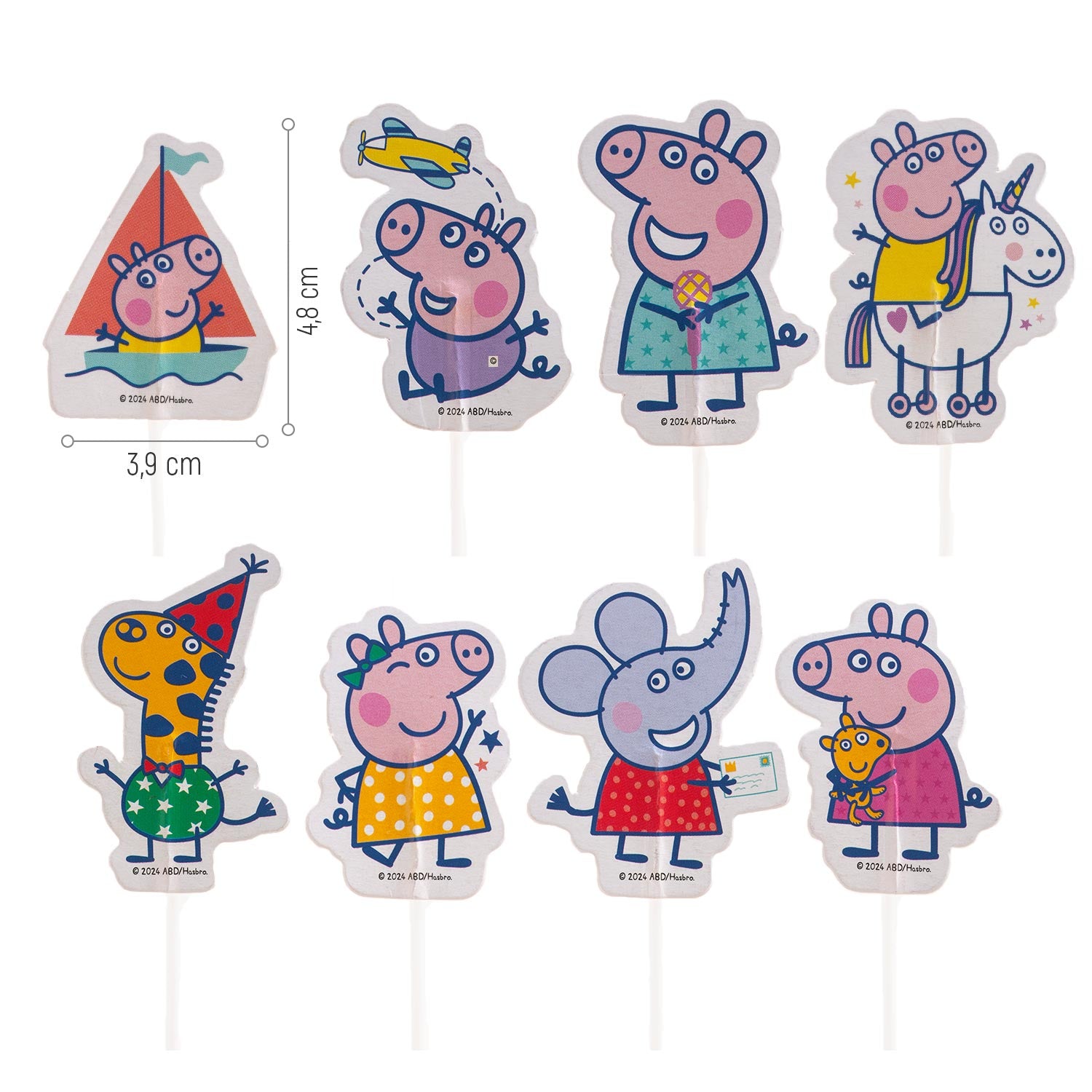CAKE TOPPER PAPEL PEPPA PIG 8 MODELOS 16 UNIDADES