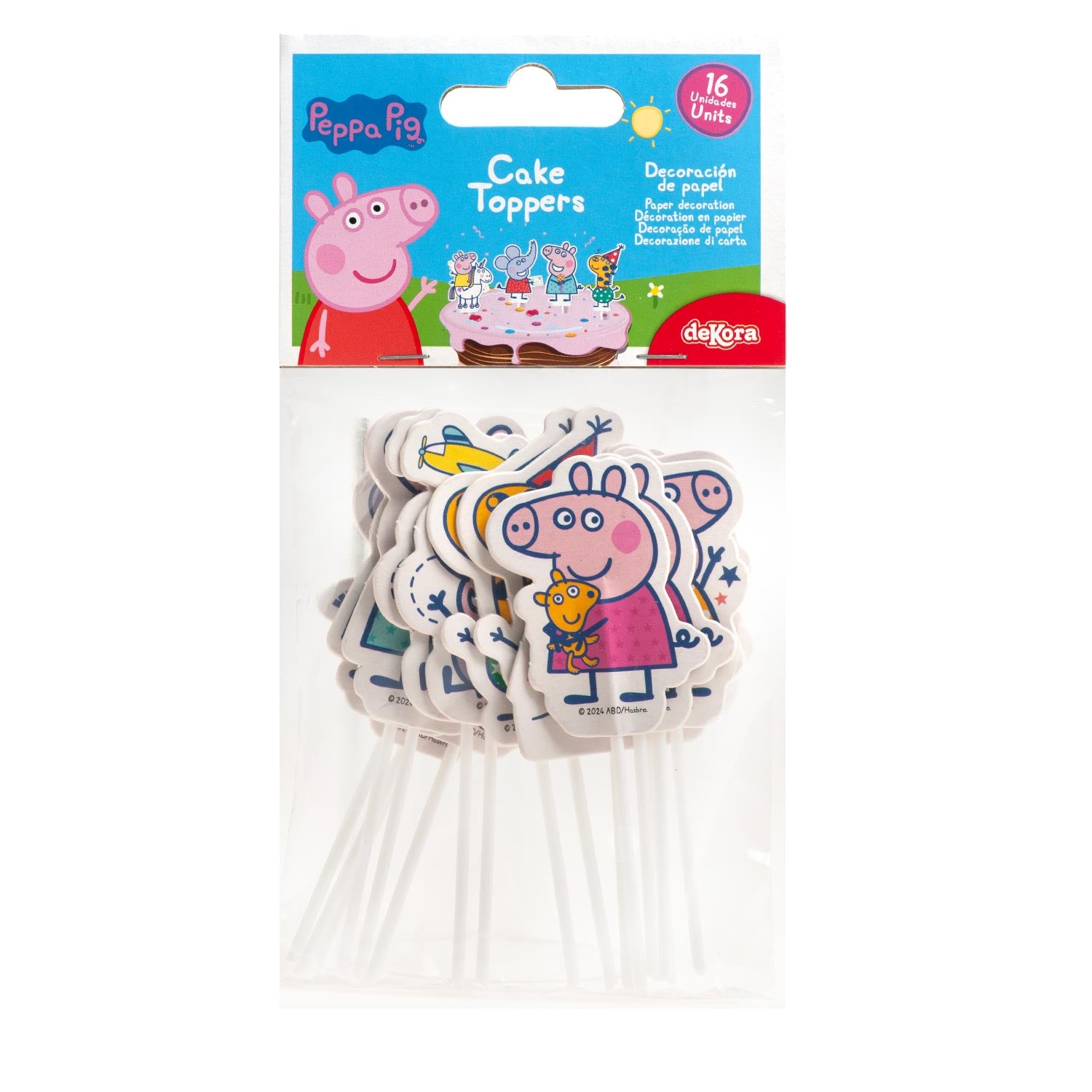 CAKE TOPPER PAPEL PEPPA PIG 8 MODELOS 16 UNIDADES