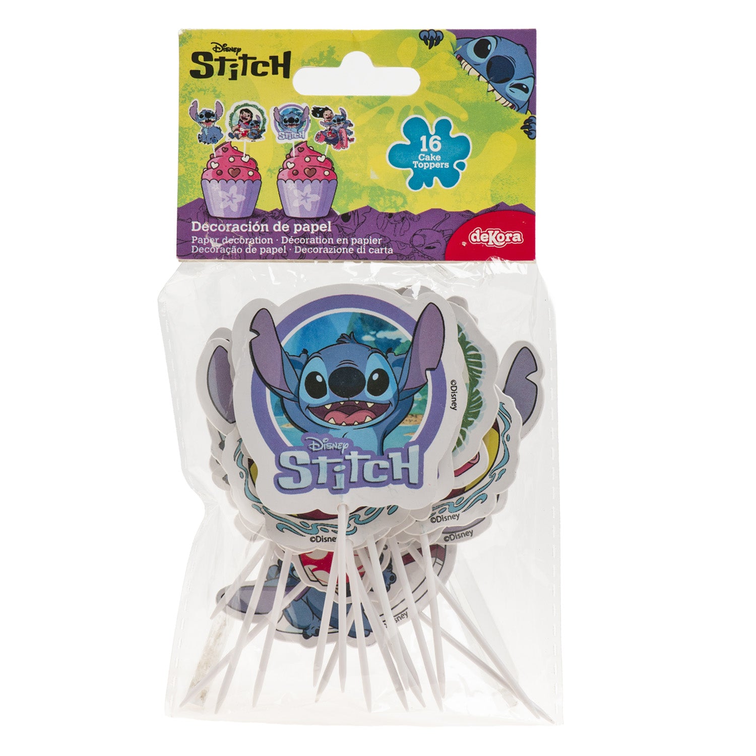 CAKE TOPPER PAPEL STITCH 16 UNIDADES
