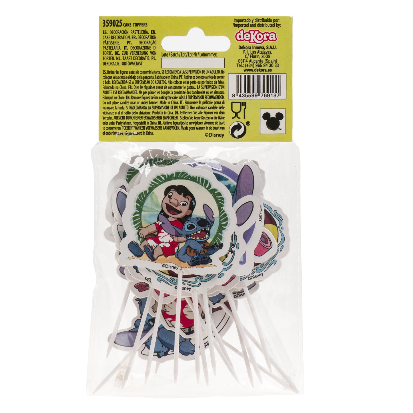 CAKE TOPPER PAPEL STITCH 16 UNIDADES