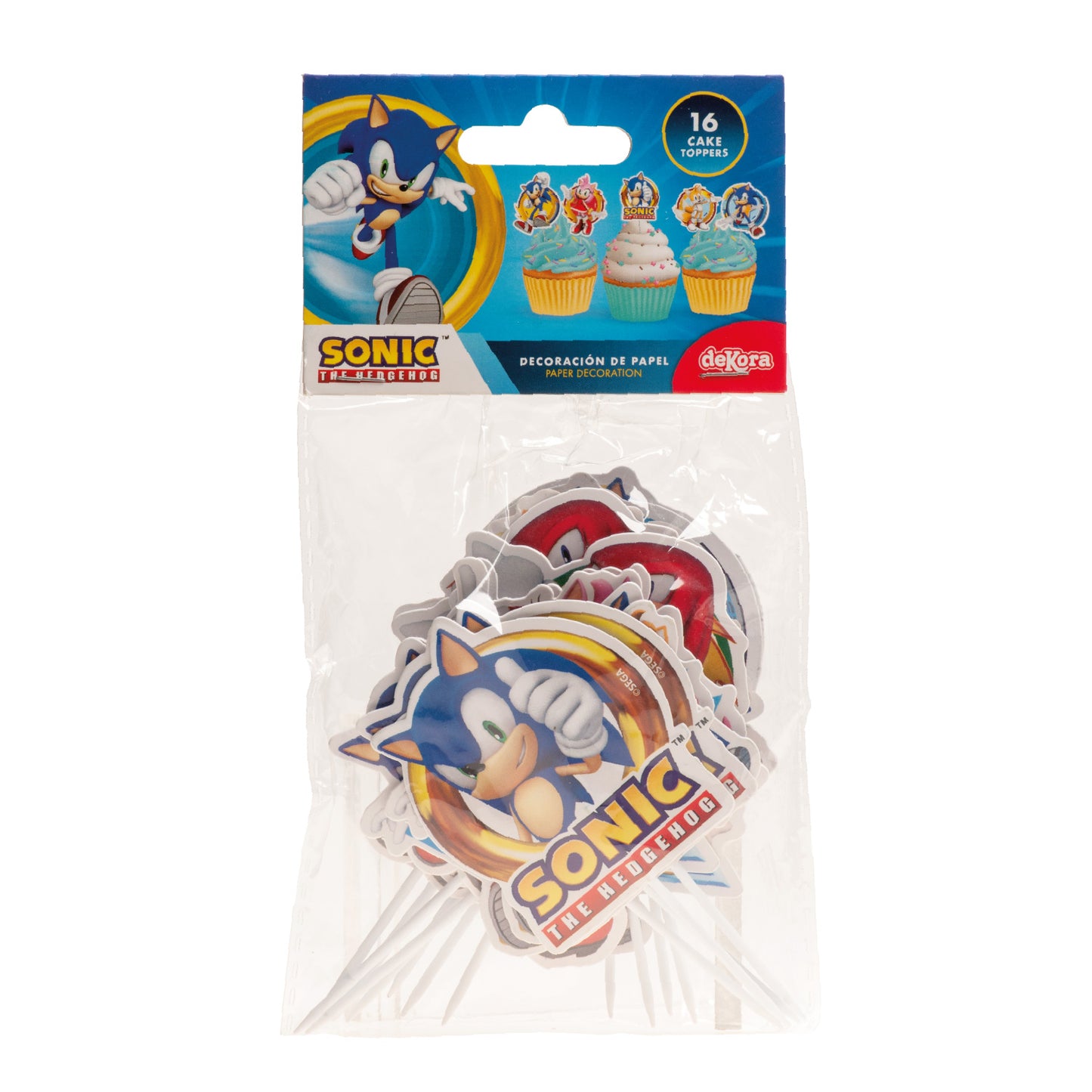 CAKE TOPPERS PAPEL SONIC 16 UNIDADES