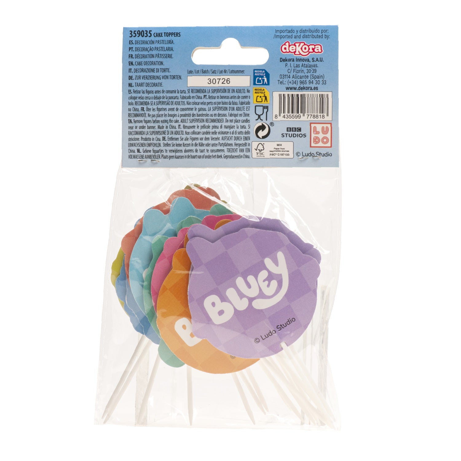 CAKE TOPPERS PAPEL BLUEY E BINGO 16 UNIDADES