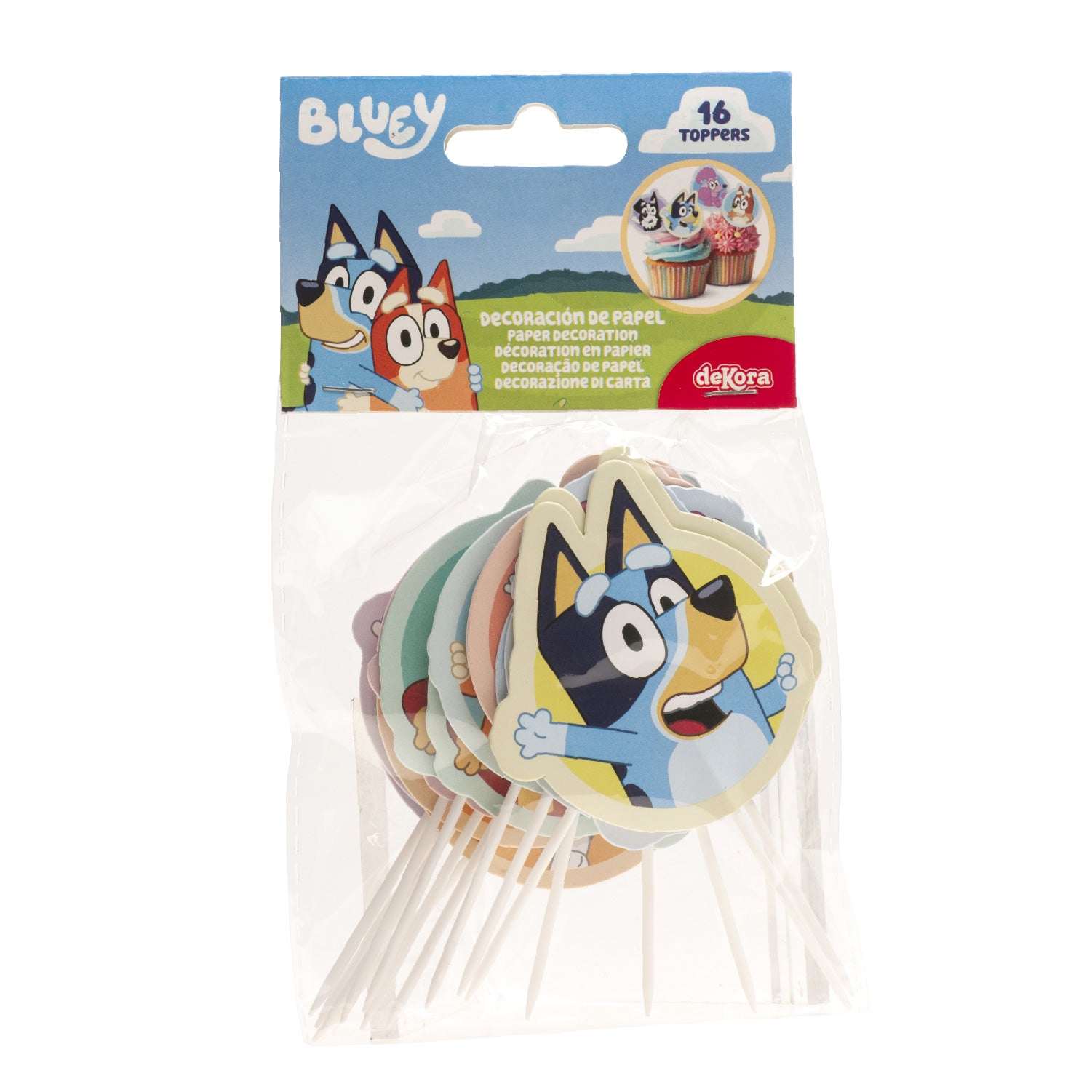 CAKE TOPPER PAPEL BLUEY Y BINGO 16 UNIDADES