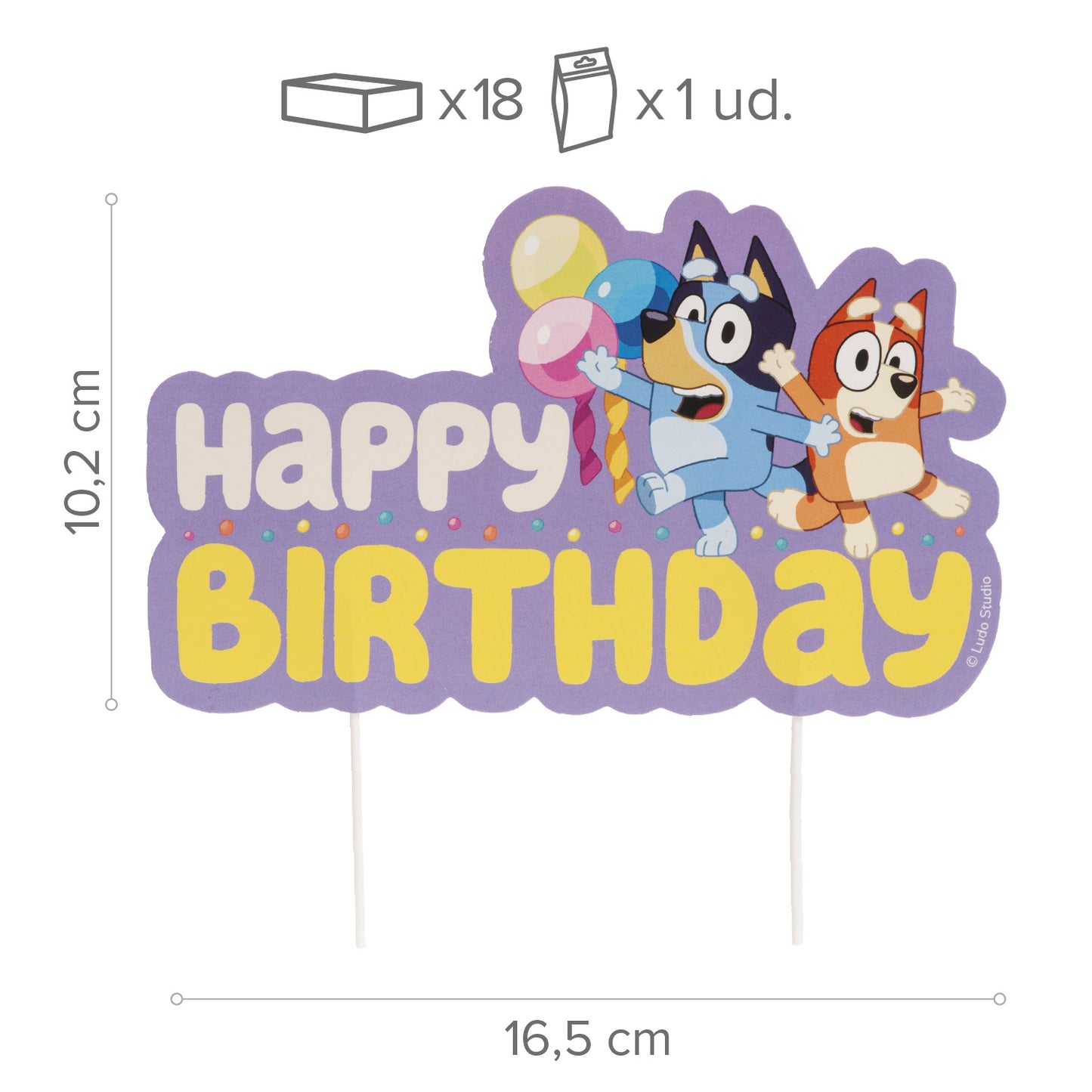 CAKE TOPPERS PAPER BLUEY AND BINGO 17,5CM