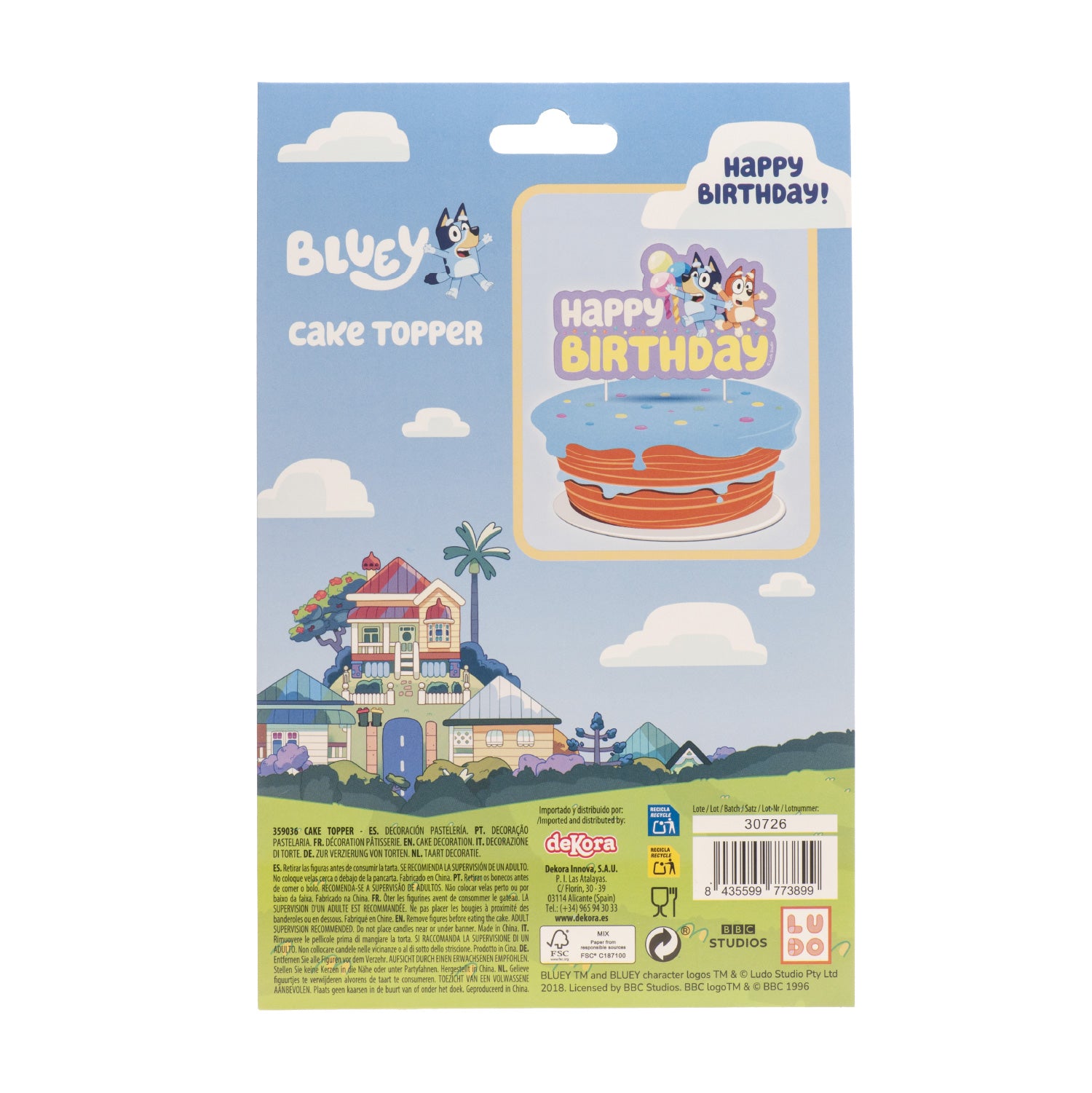 CAKE TOPPERS PAPER BLUEY AND BINGO 17,5CM