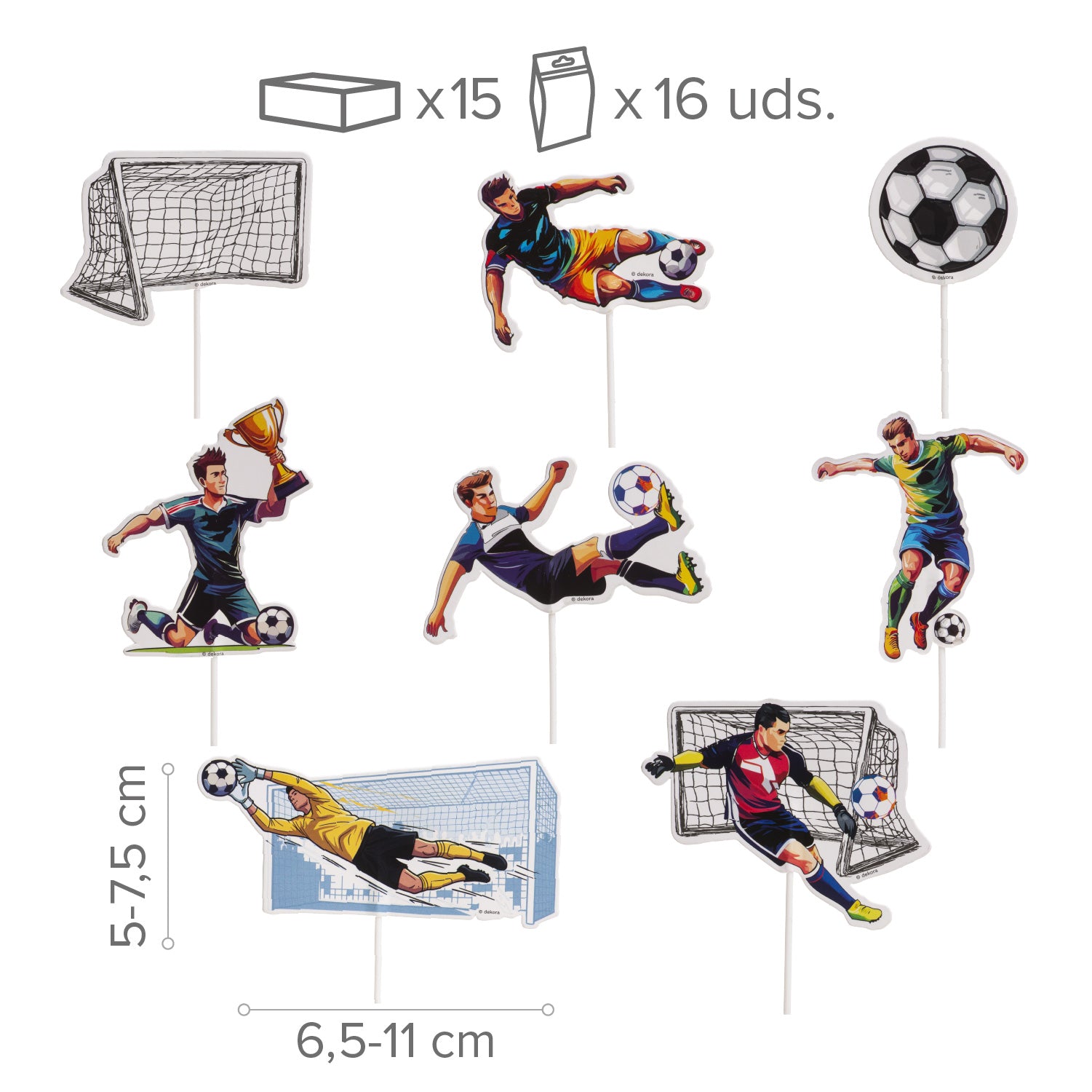 CAKE TOPPERS PAPEL FUETBOL 16 UNIDADES