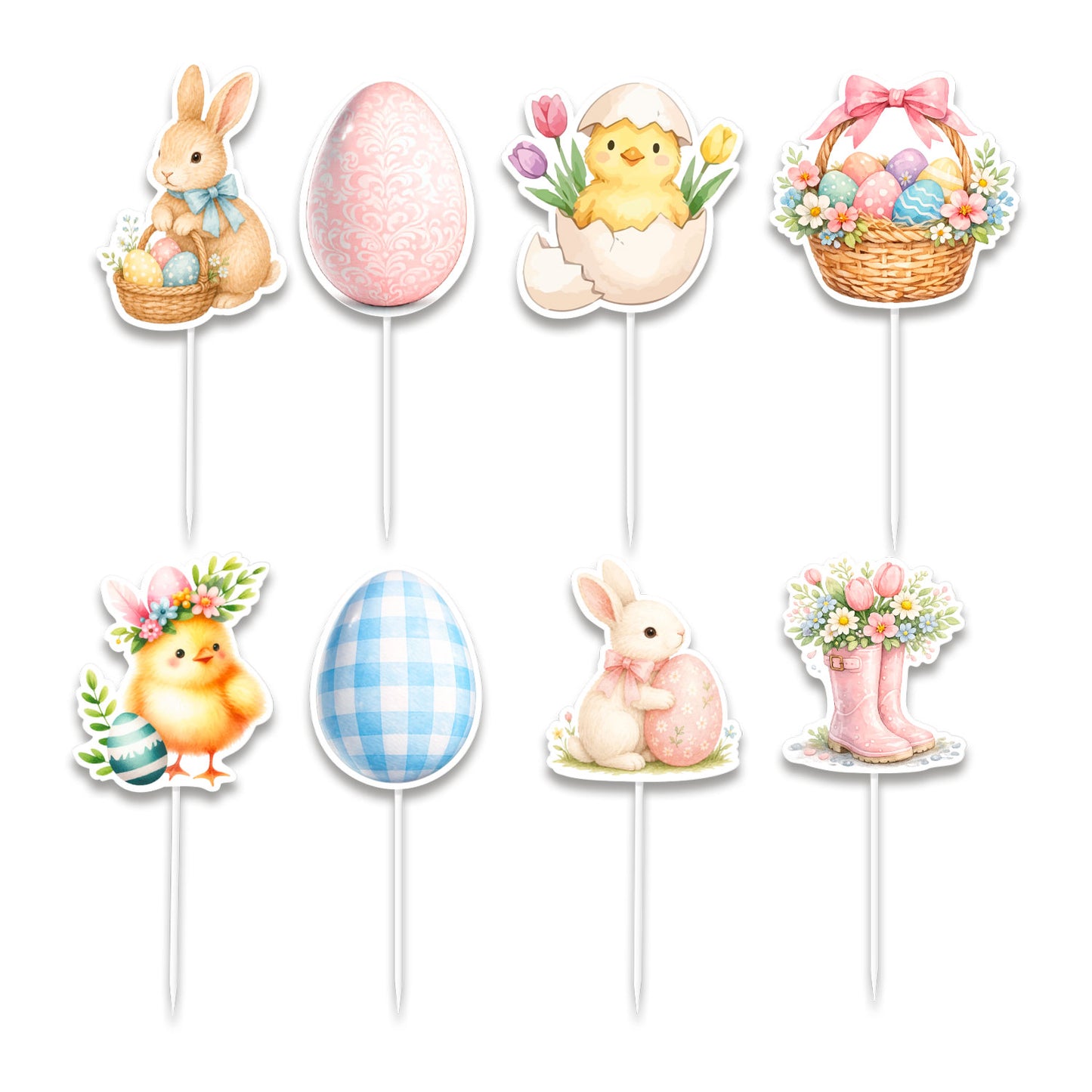 CAKE TOPPER PAPIER PÂQUES 8 UNITÉS
