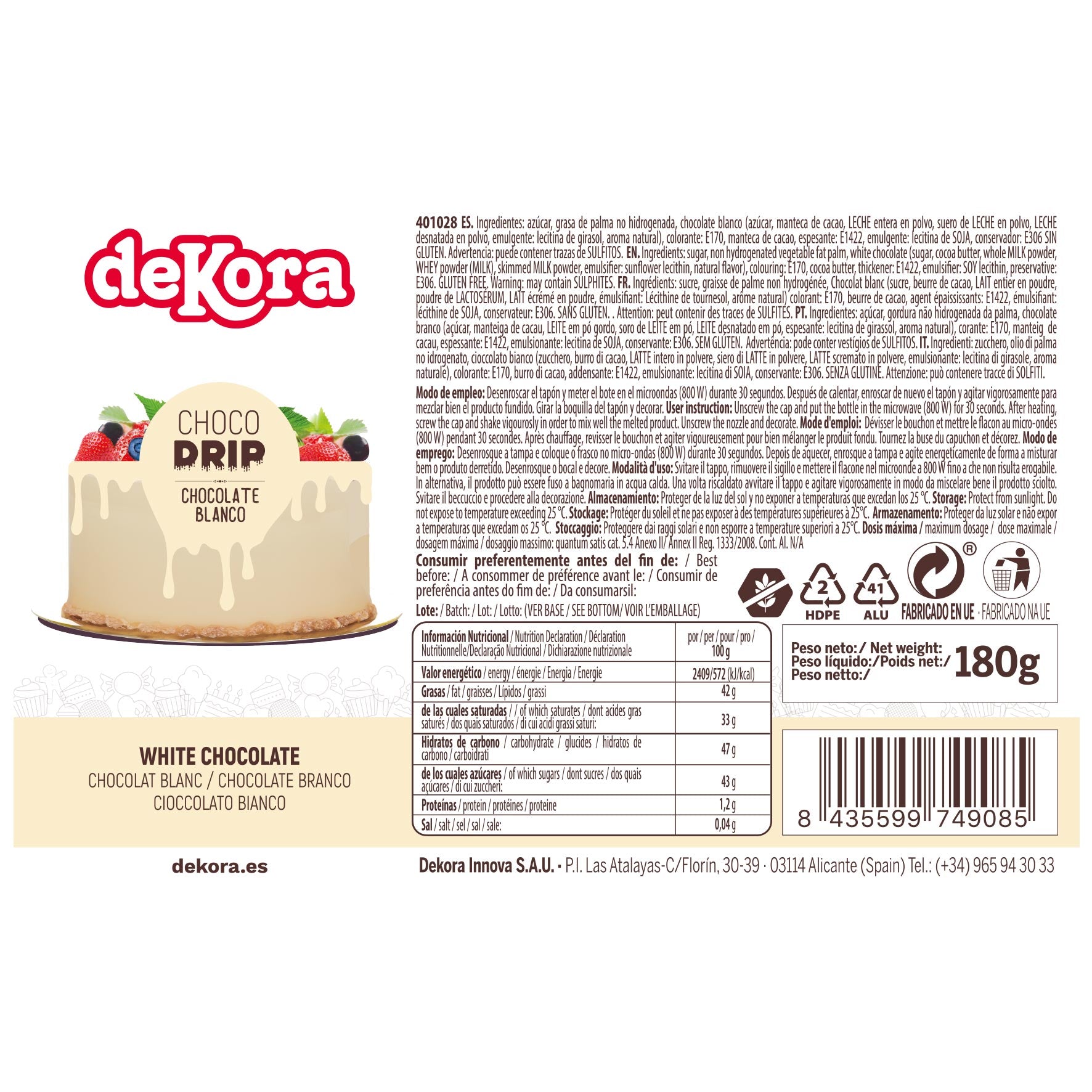 CHOCO DRIP WHITE CHOCOLATE 180 GR