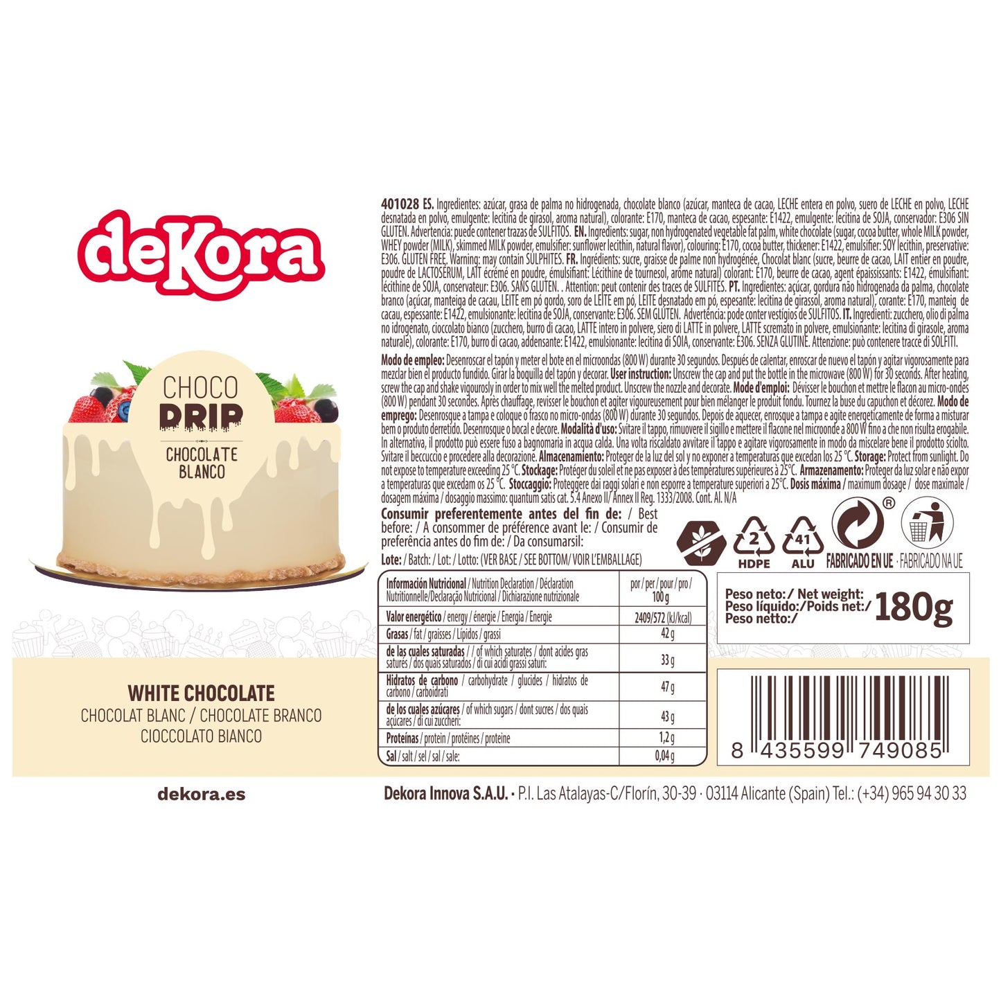 CHOCO DRIP WHITE CHOCOLATE 180 GR