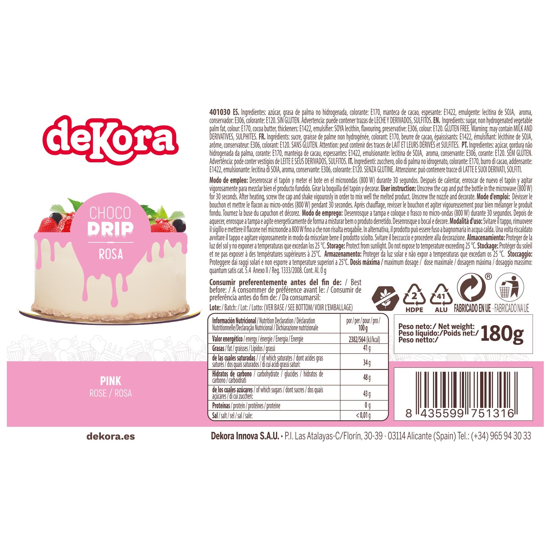 CHOCO DRIP ROSE 180 GR