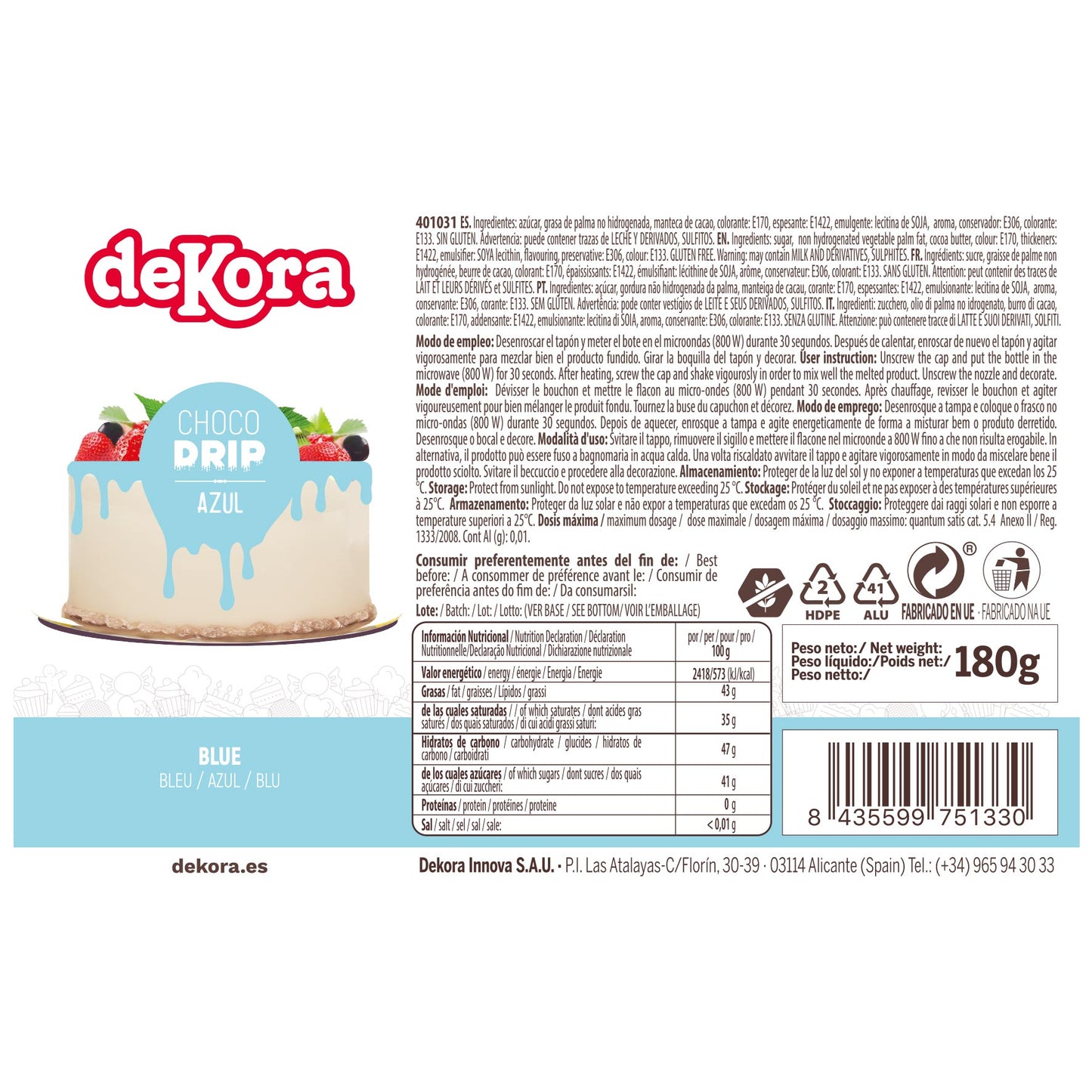 CHOCO DRIP AZUL 180 GR