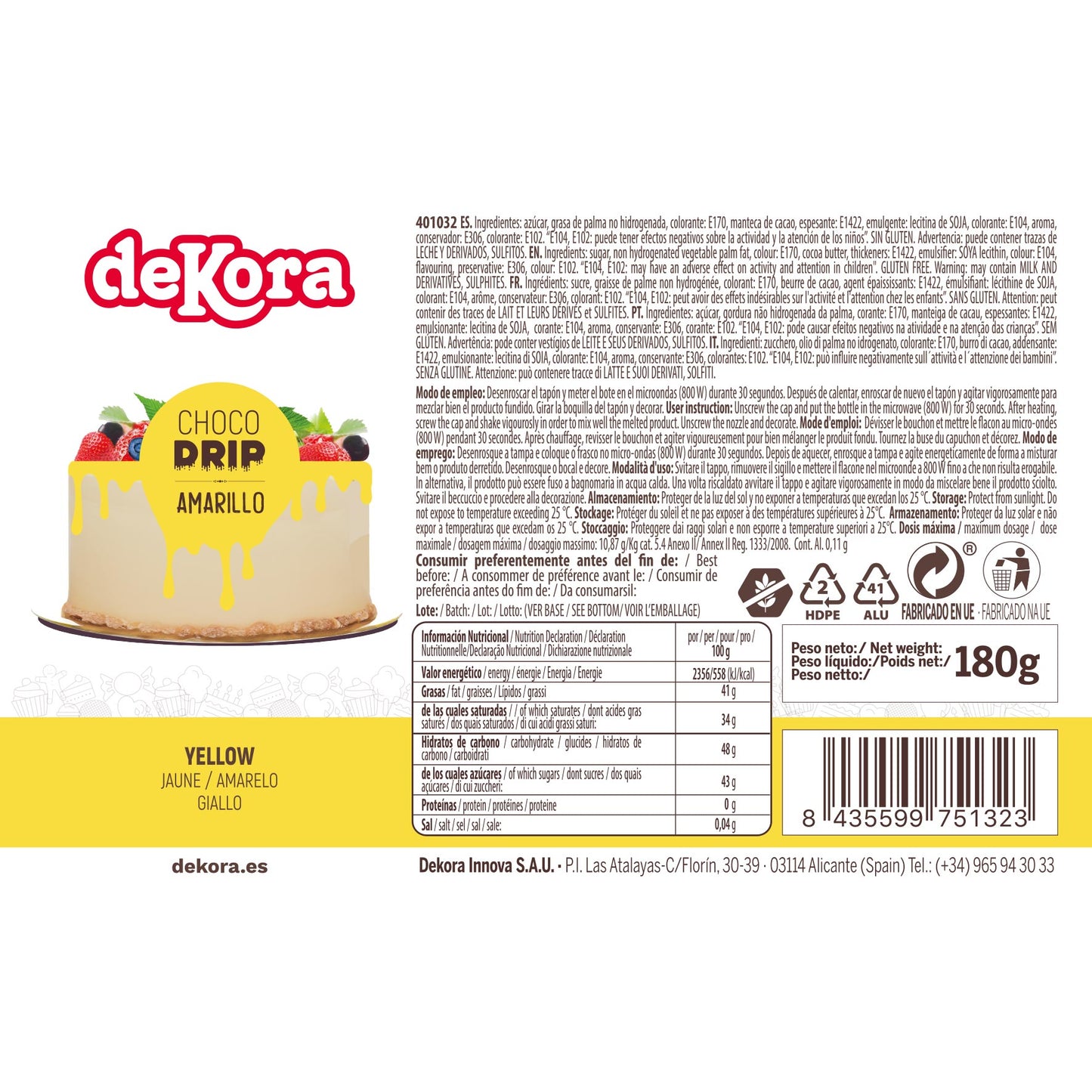 CHOCO DRIP AMARILLO 180 GR