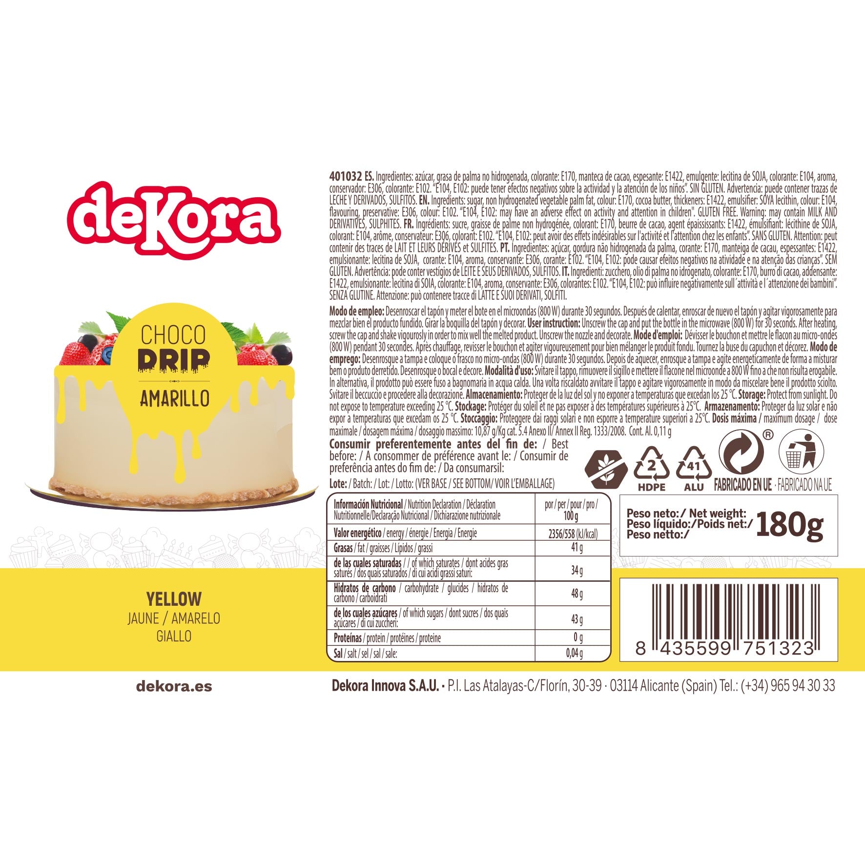 CHOCO DRIP AMARILLO 180 GR
