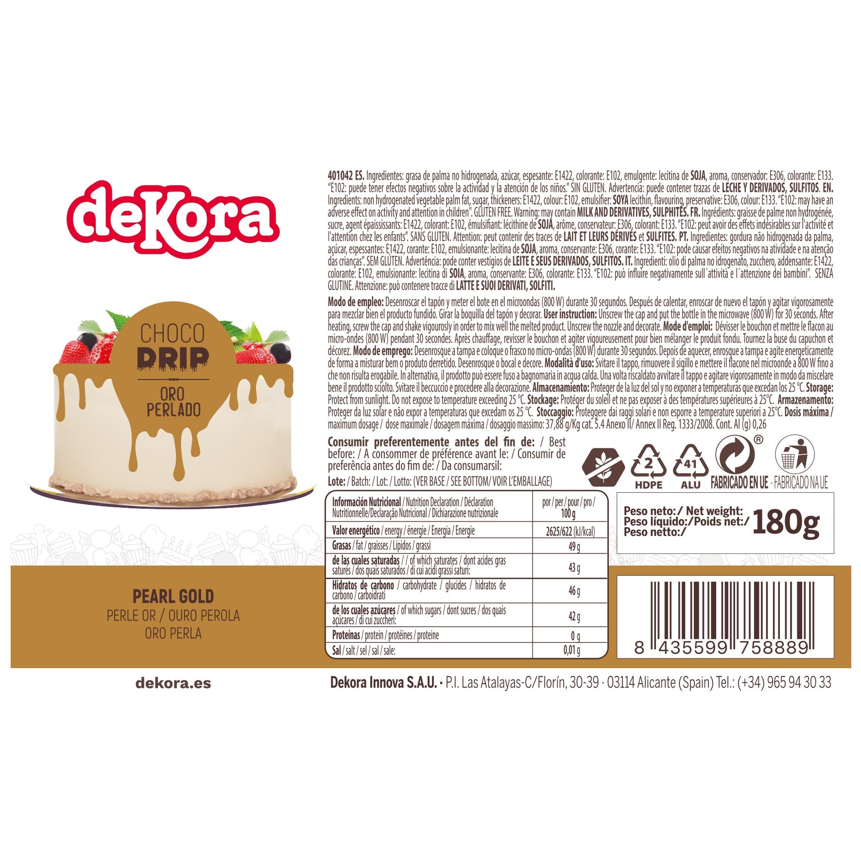 CHOCO DRIP PEARL GOLD 180G
