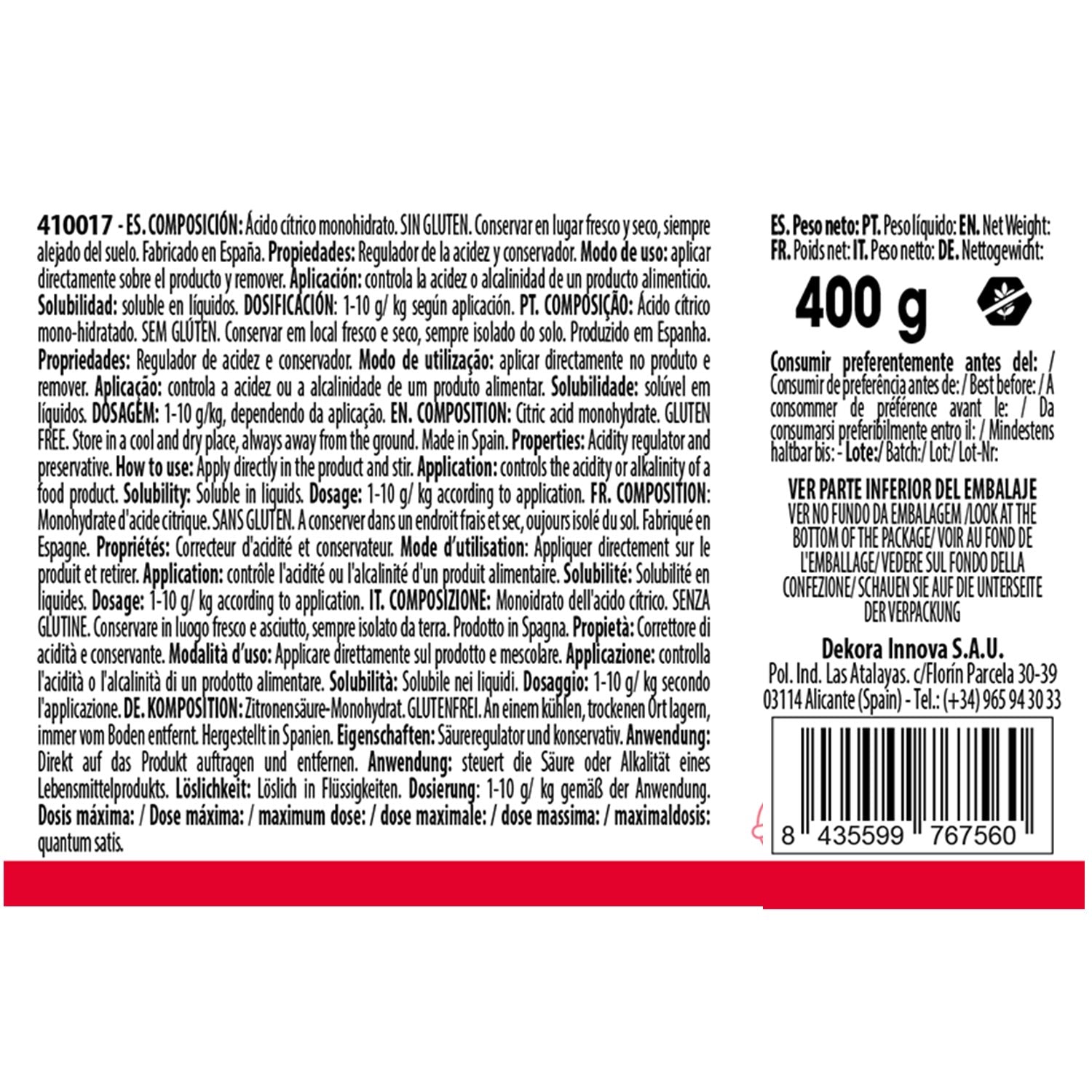 CITRIC ACID 400 GR