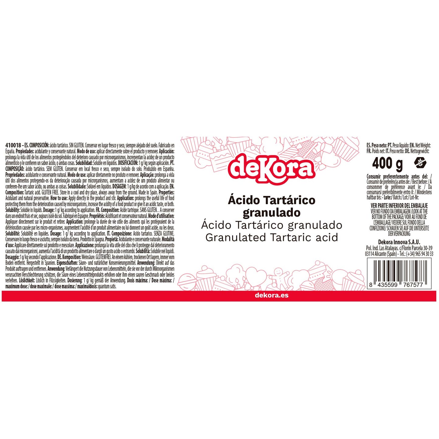 ÁCIDO TARTÁRICO 400 GR