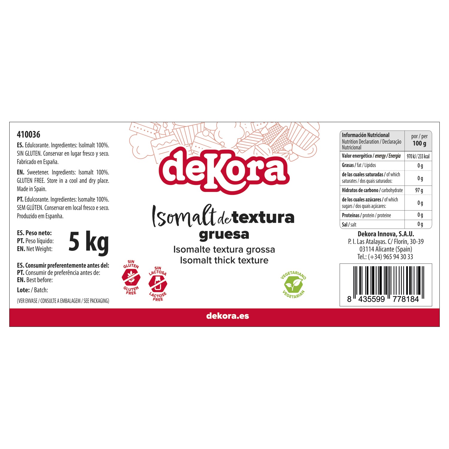 ISOMALT TEXTURA GRUESA 5KG
