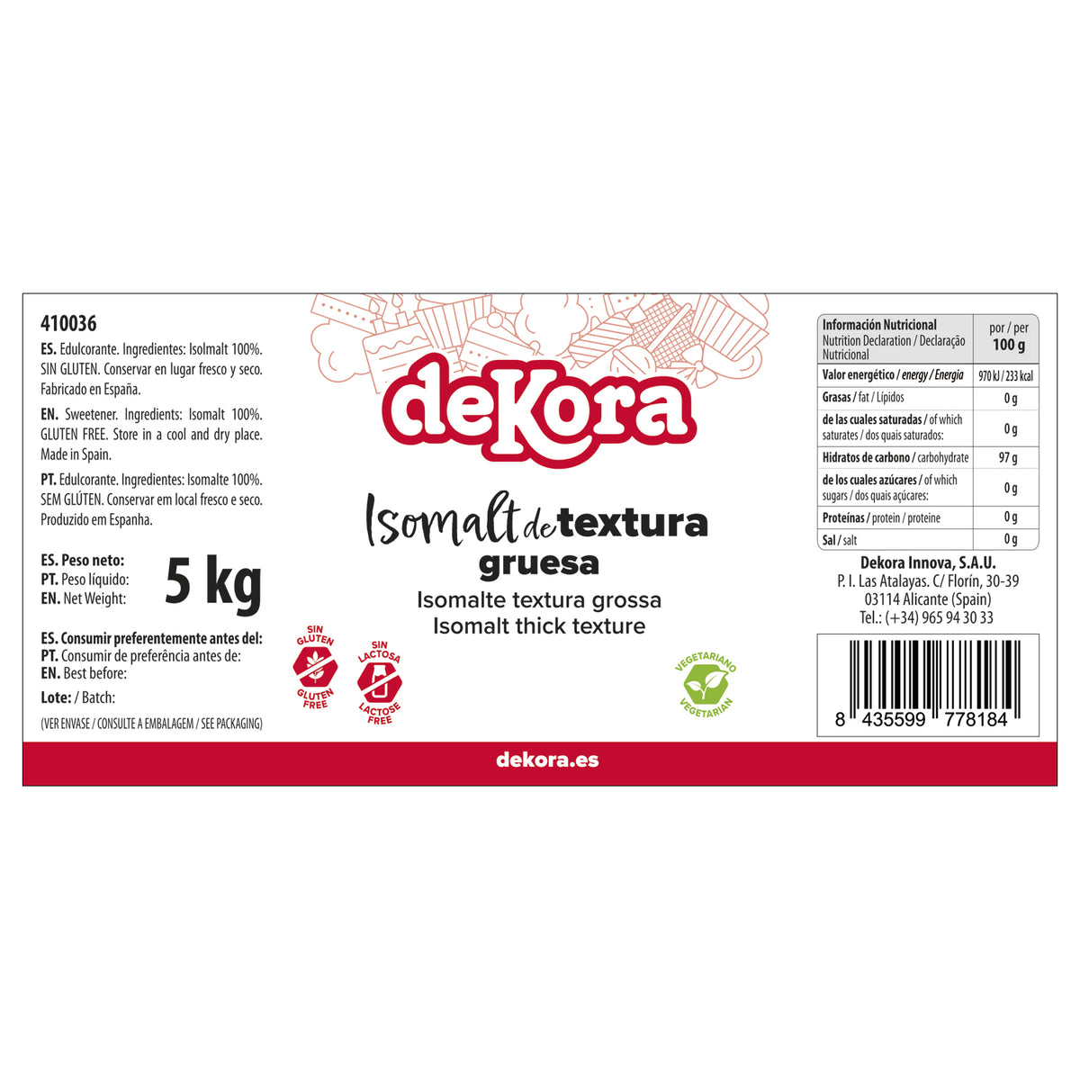ISOMALT TEXTURA GRUESA 5KG