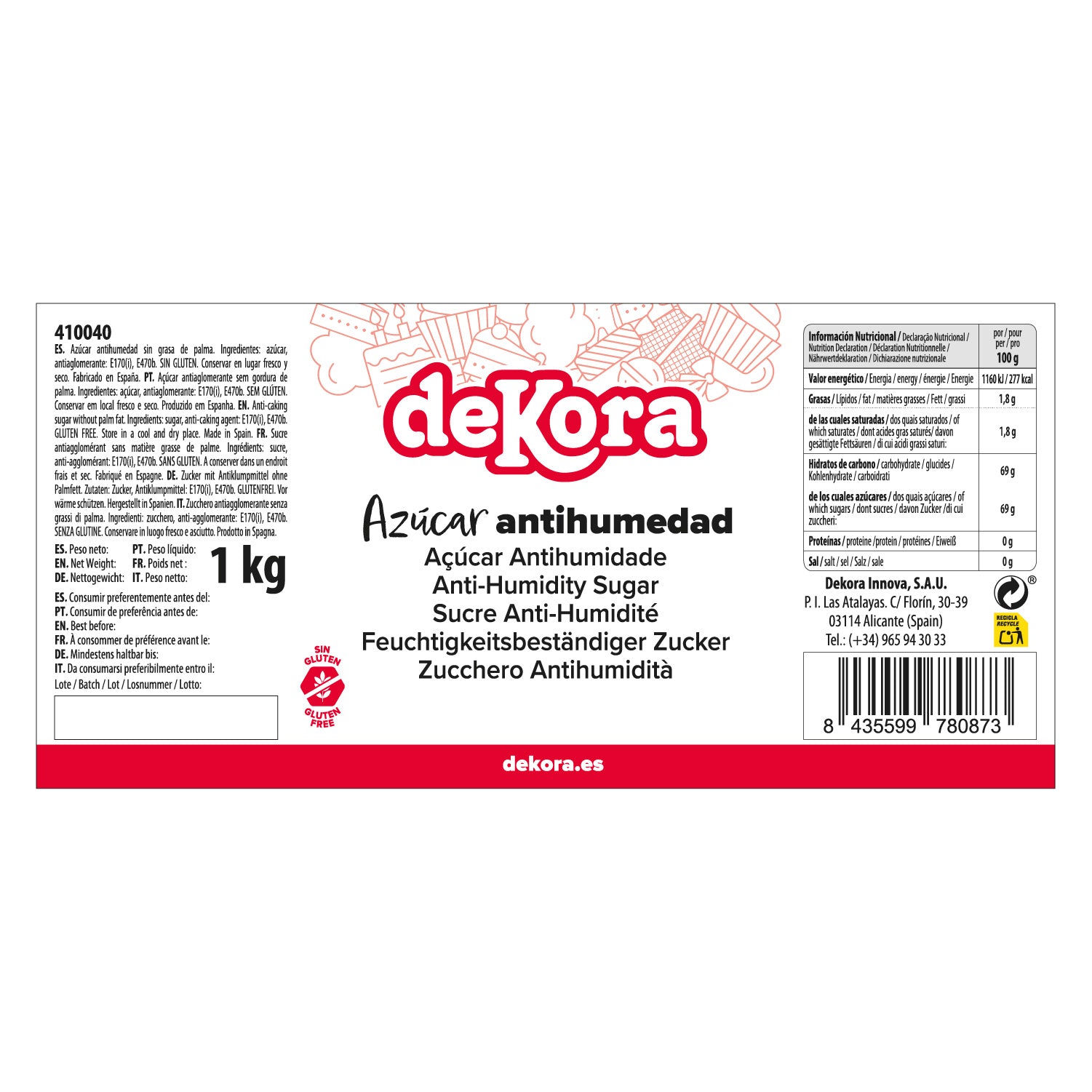 SUCRE ANTI-AGGLOMÉRANT 1 KG