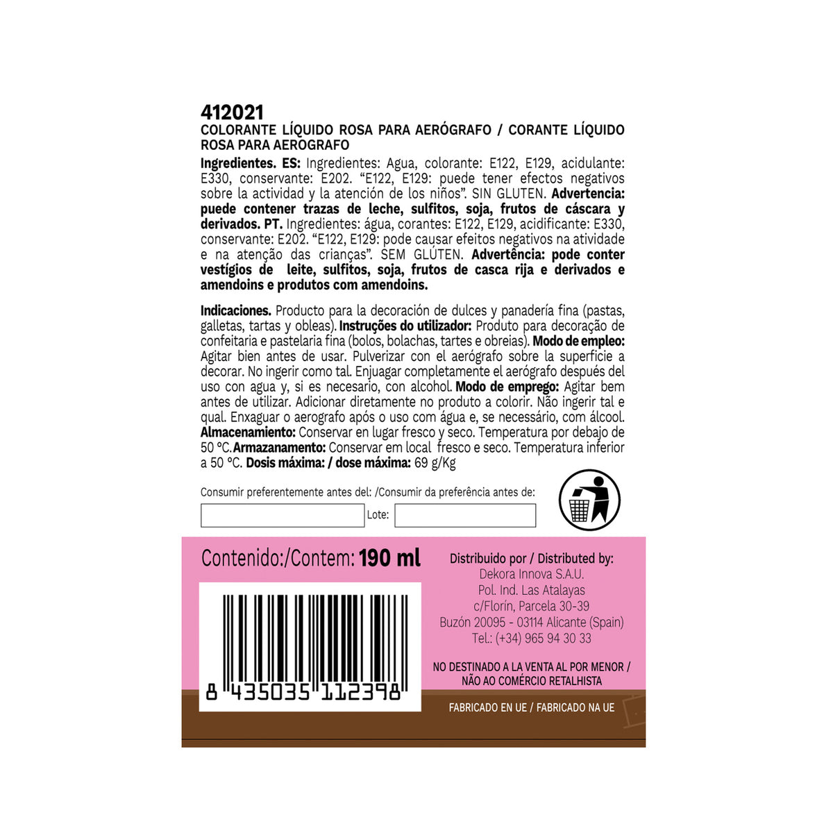 COLORANT ROSE LIQUIDE