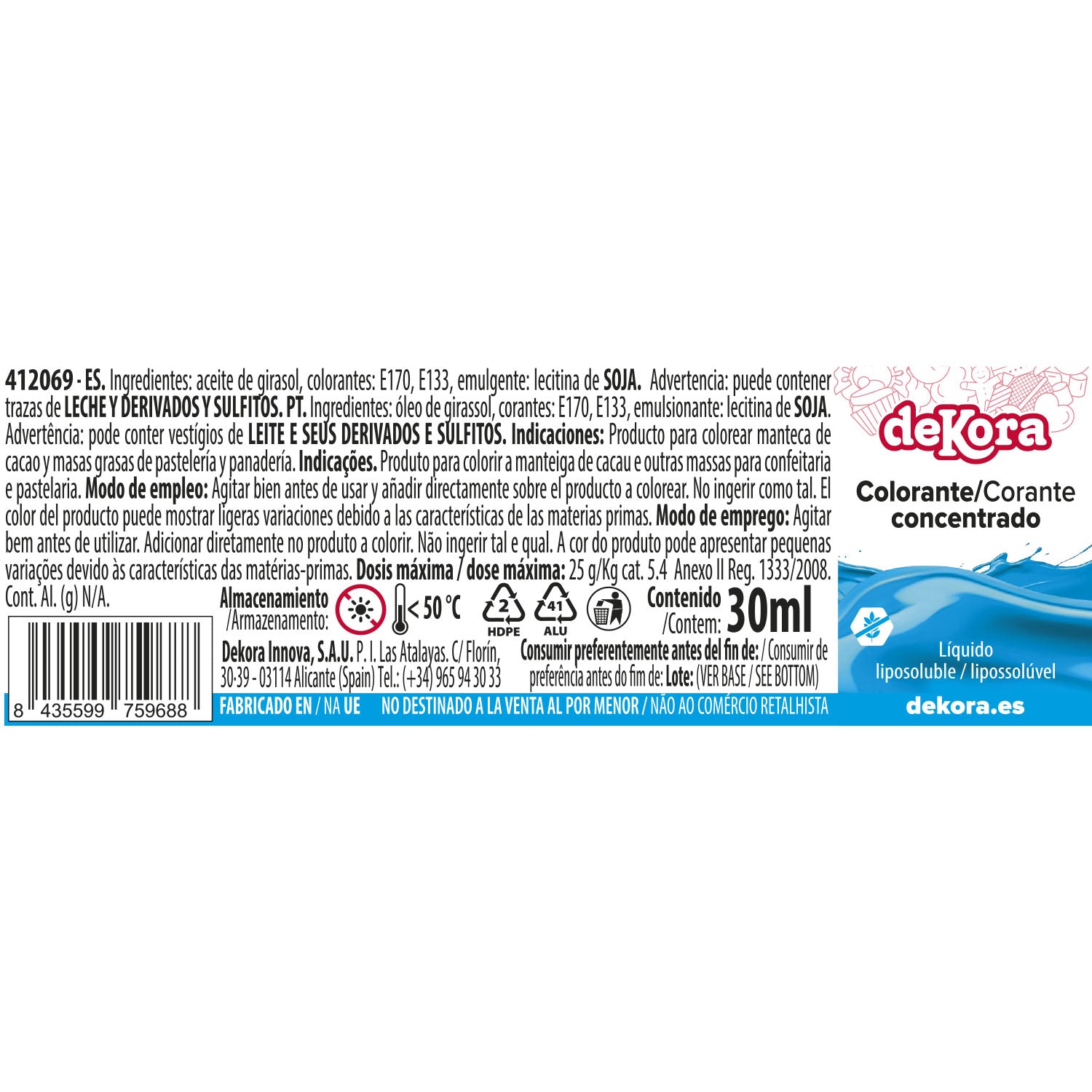 SUPER COLOR LIPOSOLUBLE LIQUIDE BLEU AZOFREE 30ML