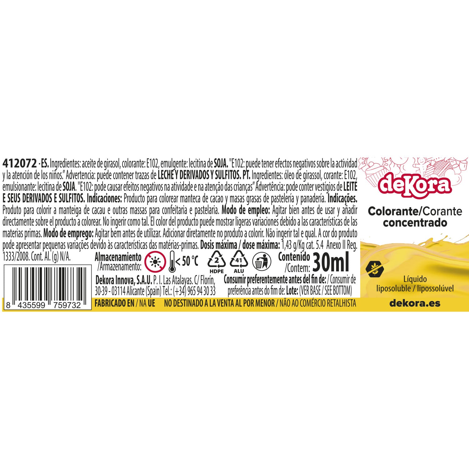 SUPER COLOR LIPOSOLUBLE LIQUIDE JAUNE AZOFREE 30ML