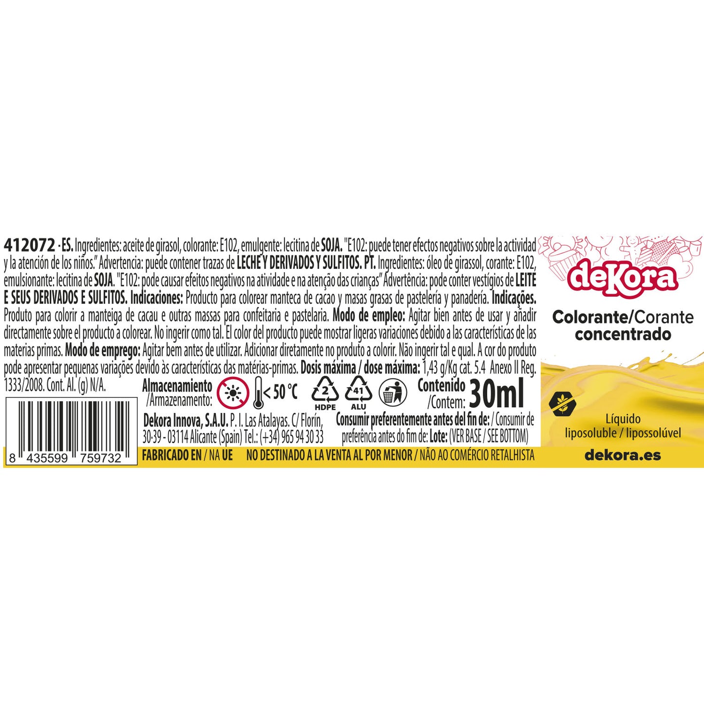 SUPER COLOR LIPOSOLUBLE LIQUIDE JAUNE AZOFREE 30ML