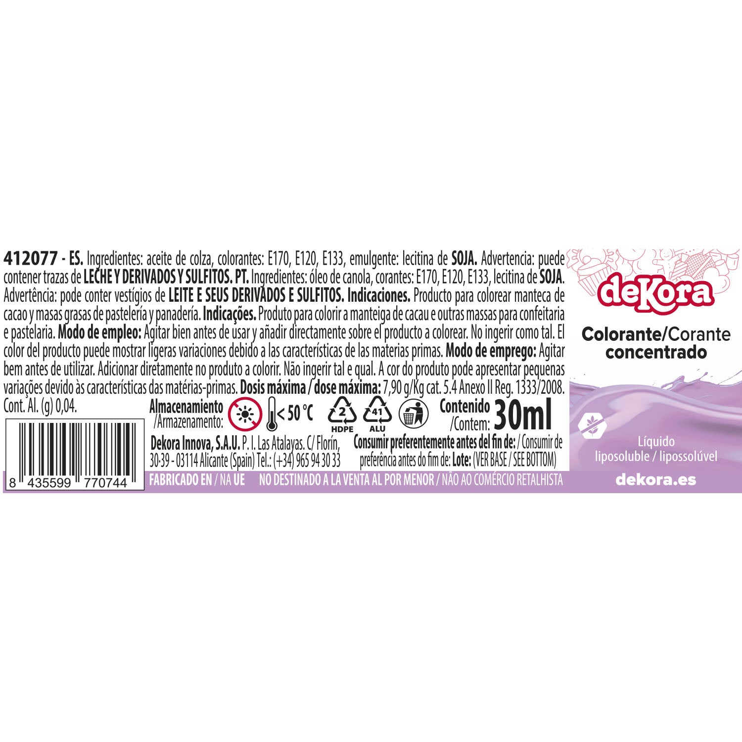 COLORANT CONCENTRÉ  LILA LIQUIDE