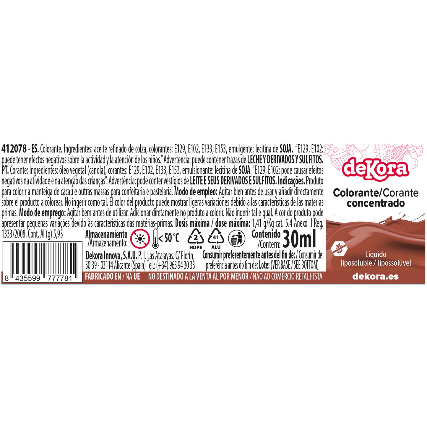 CORANTE CONCENTRADO LÍQUIDO MARROM 30ML