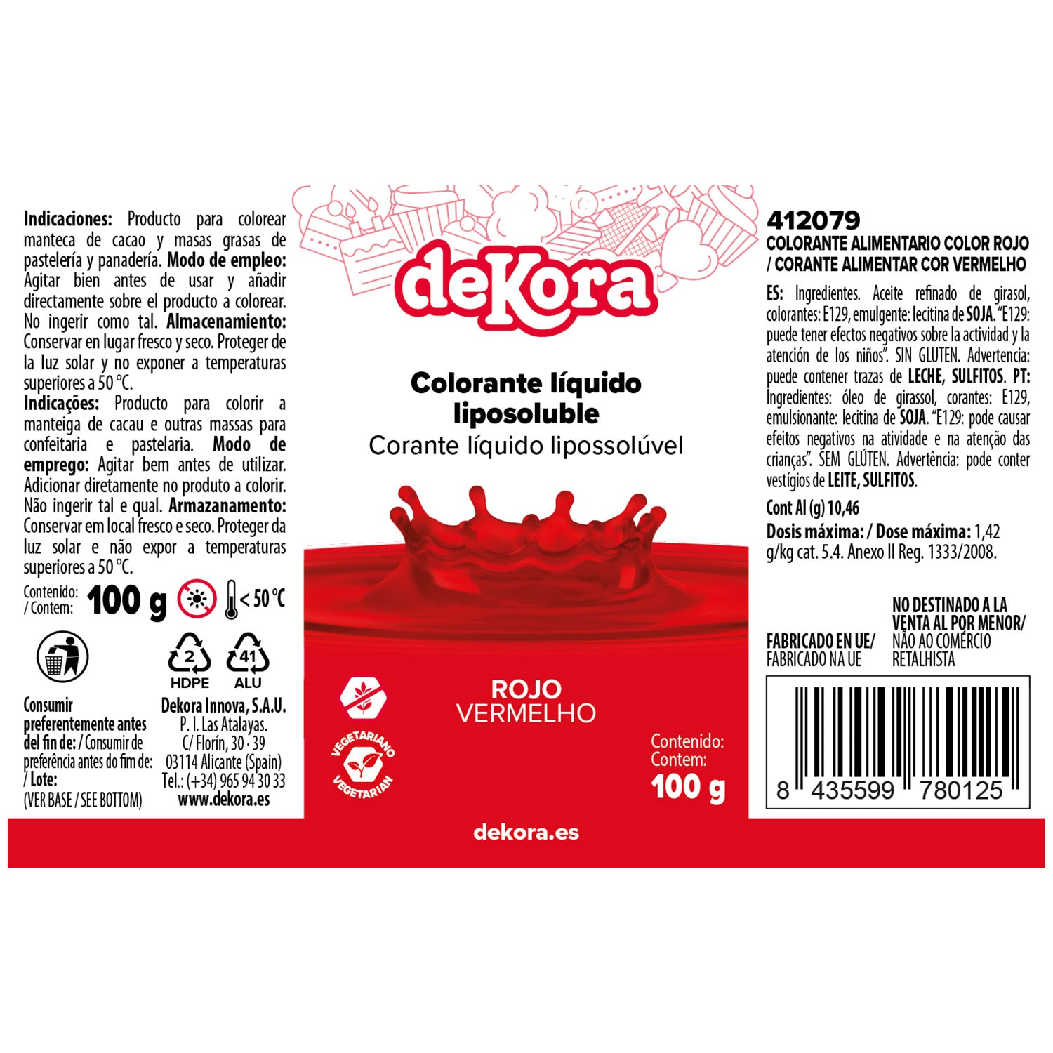 OIL-SOLUBLE LIQUID COLOURING RED E120-FREE 100ML