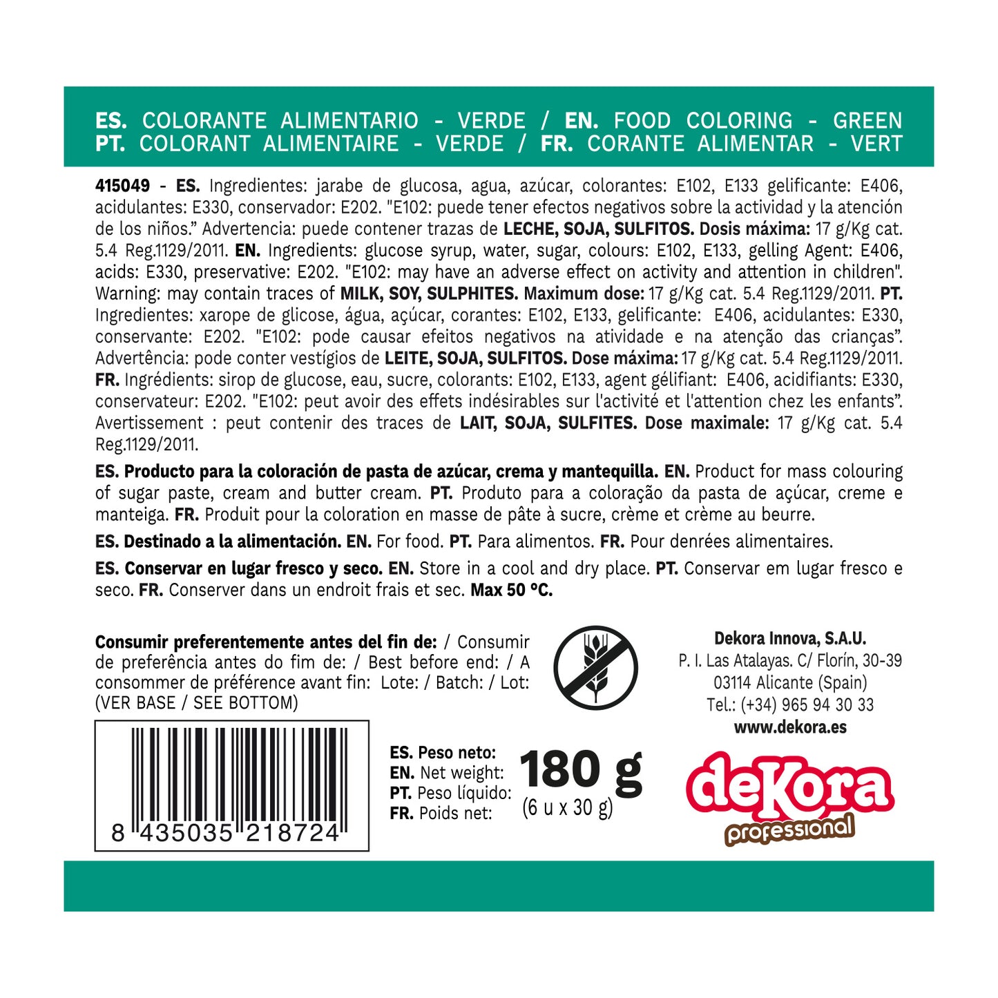 GEL COLOR GREEN 30GR