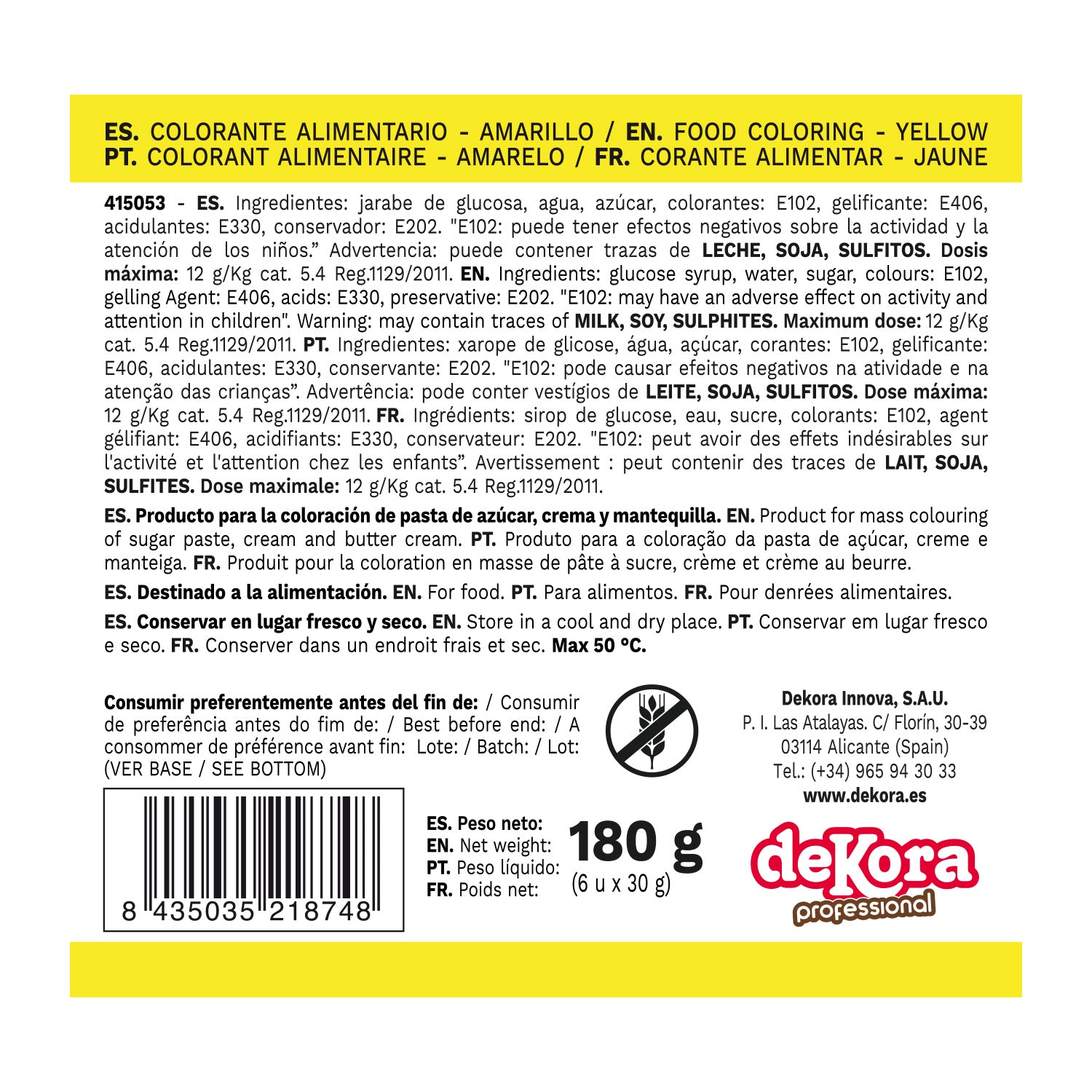 6 COLORANTE IN PASTA GIALLO 30G