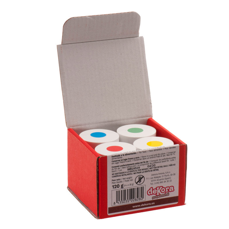 BOÎTE ASSORTIS 4 COLORANTS EN PÂTE-JAUNE,BLEU,ROUGE,VERT