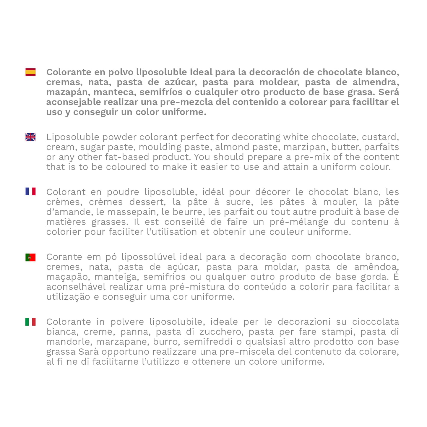 COLORE IN POLVERE LIPOSOLUBLE BIANCO 25GR