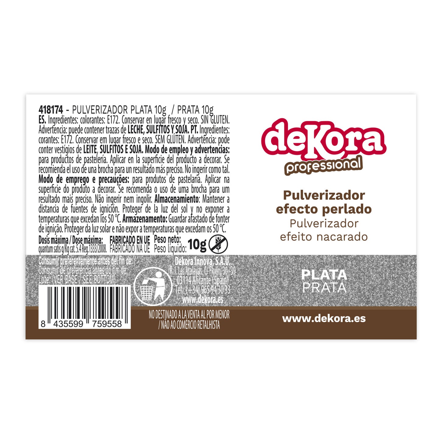 SPRAY POUDRE D'ARGENT EFFET PERLE SANS E171