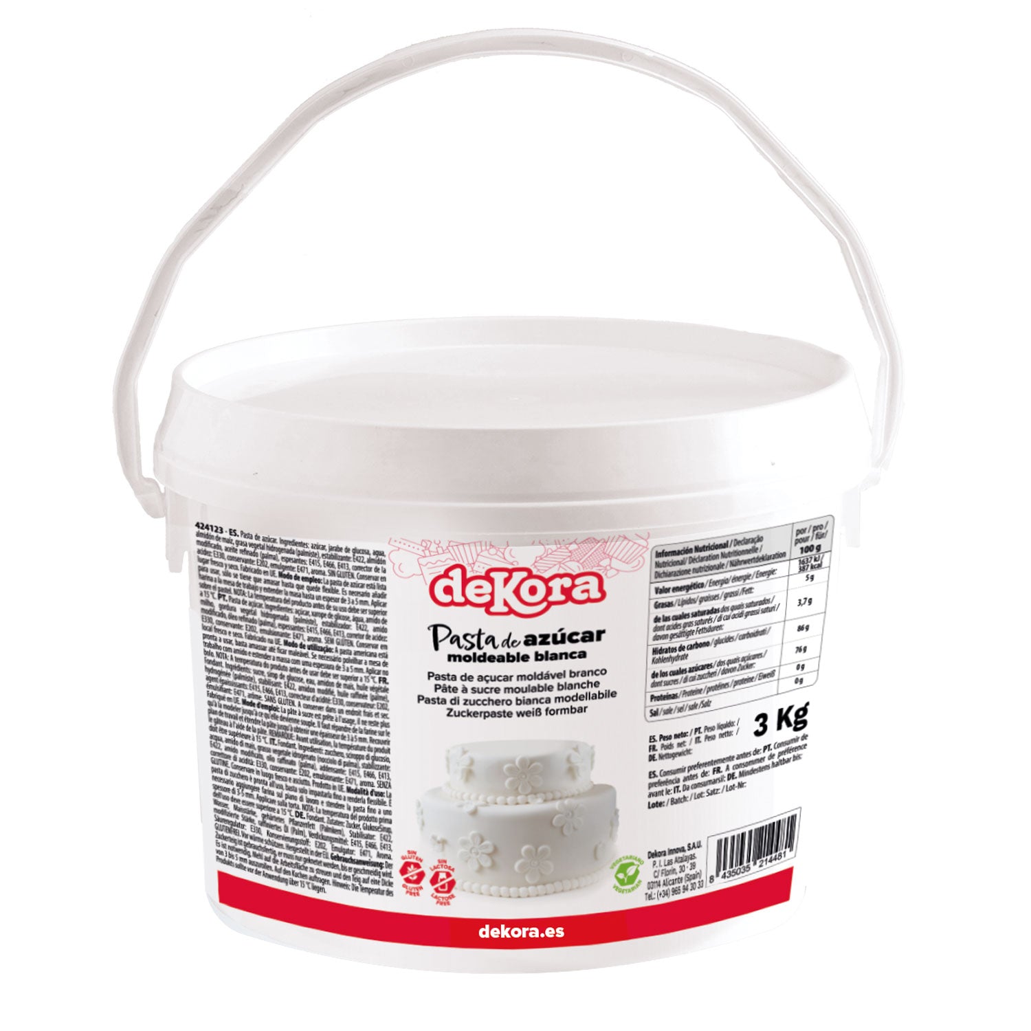 PASTA AZÚCAR/FONDANT BLANCO SIN GLUTEN 3KG