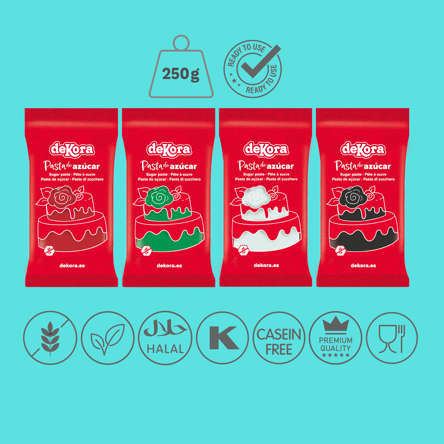 PÂTE DE SUCRE/FONDANT ROUGE 250 GR